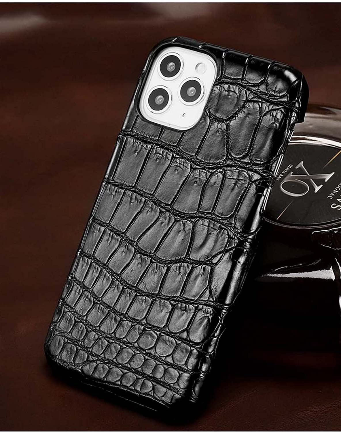 Funda de piel de cocodrilo para iPhone 14 Plus carcasa de lujo con forro flocado 8