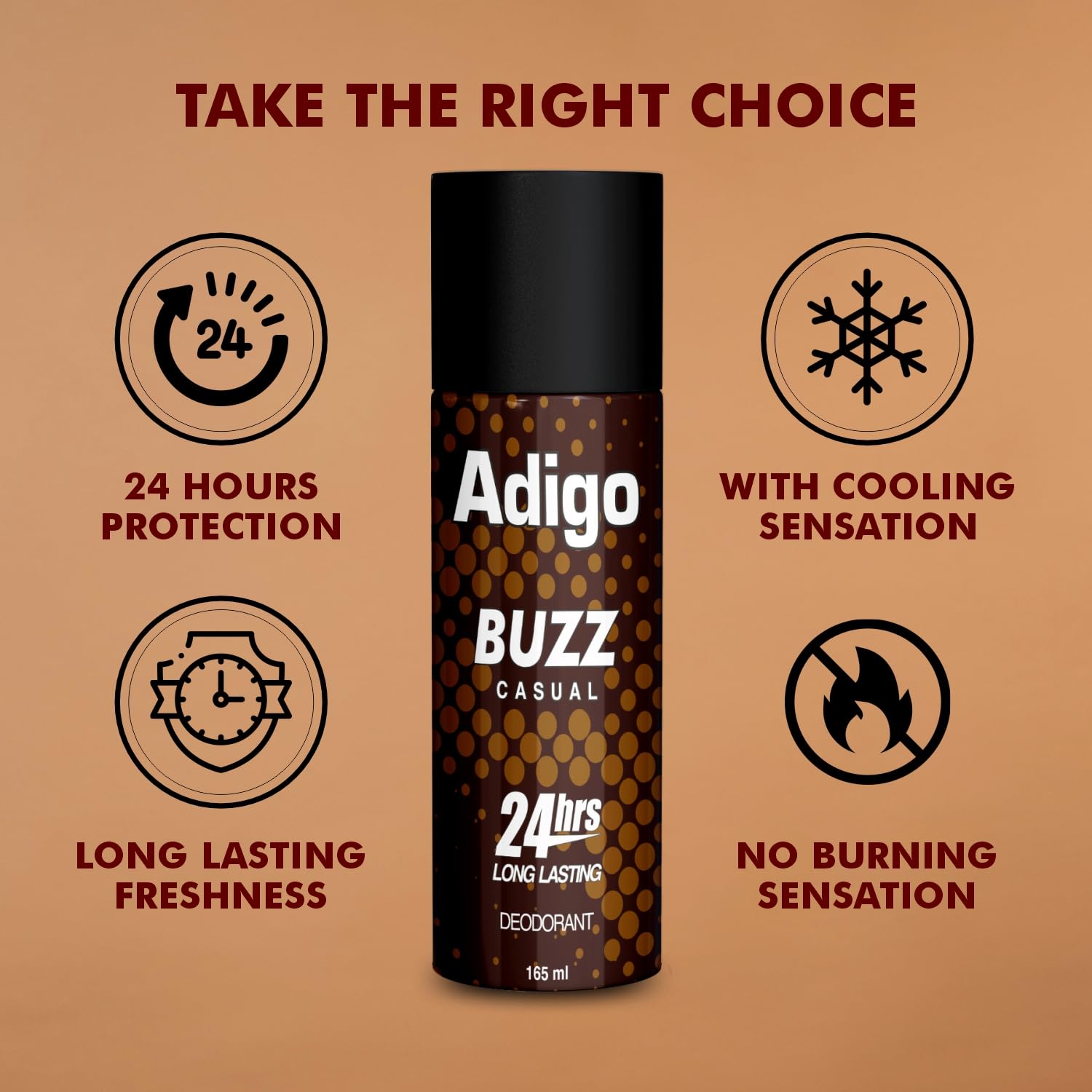 Adigo Buzz Casual Deodorant | 24 hours Long Lasting With Cooling Sensation| Deodorant Spray For Men | 165ml 3