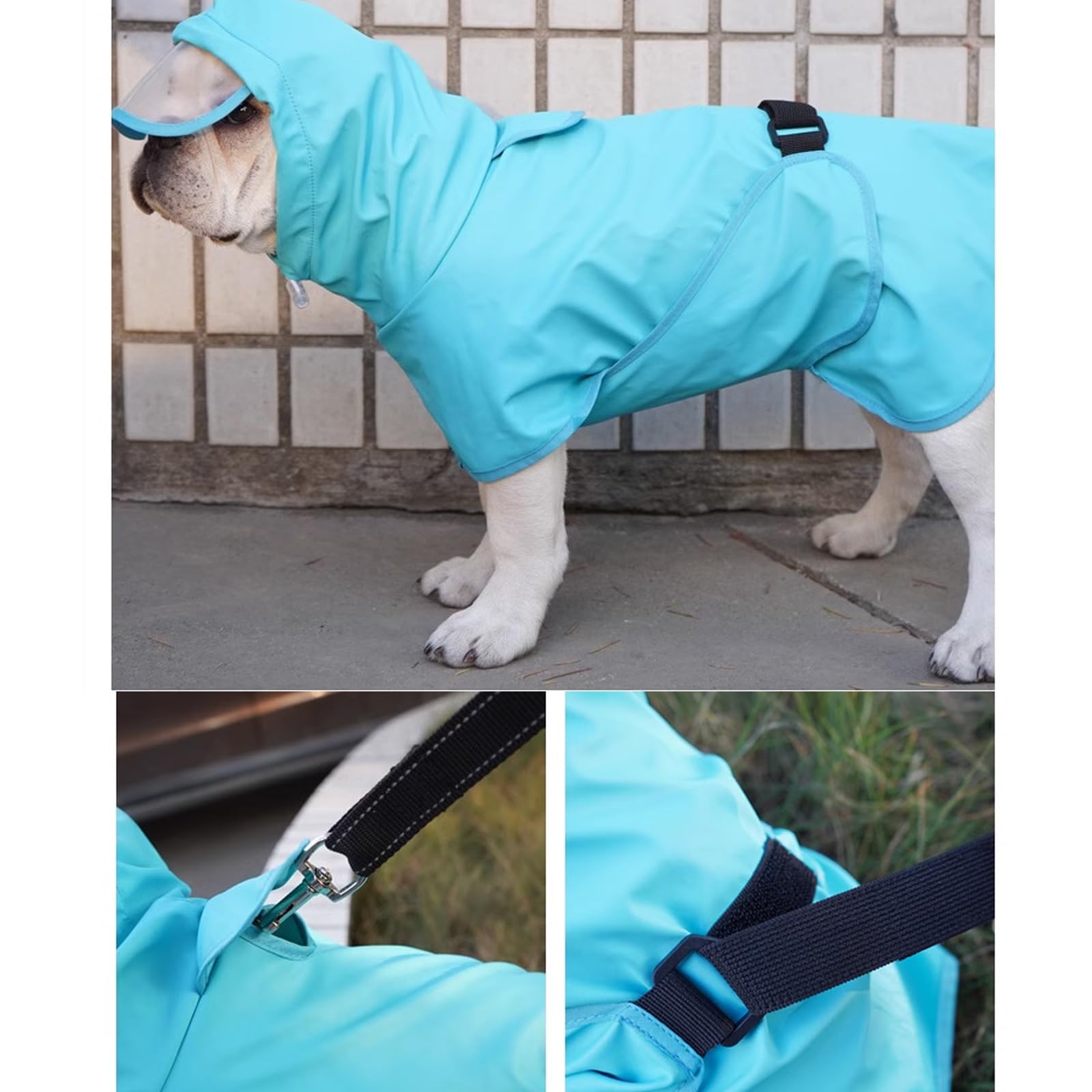 Hunde-Regenmantel, Verstellbarer, Transparenter Hunde-Regenmantel Mit Kapuze, Glatter Regenumhang, Leichte Welpen-Regenausrüstung, Outdoor-Kleidung Mit Leine