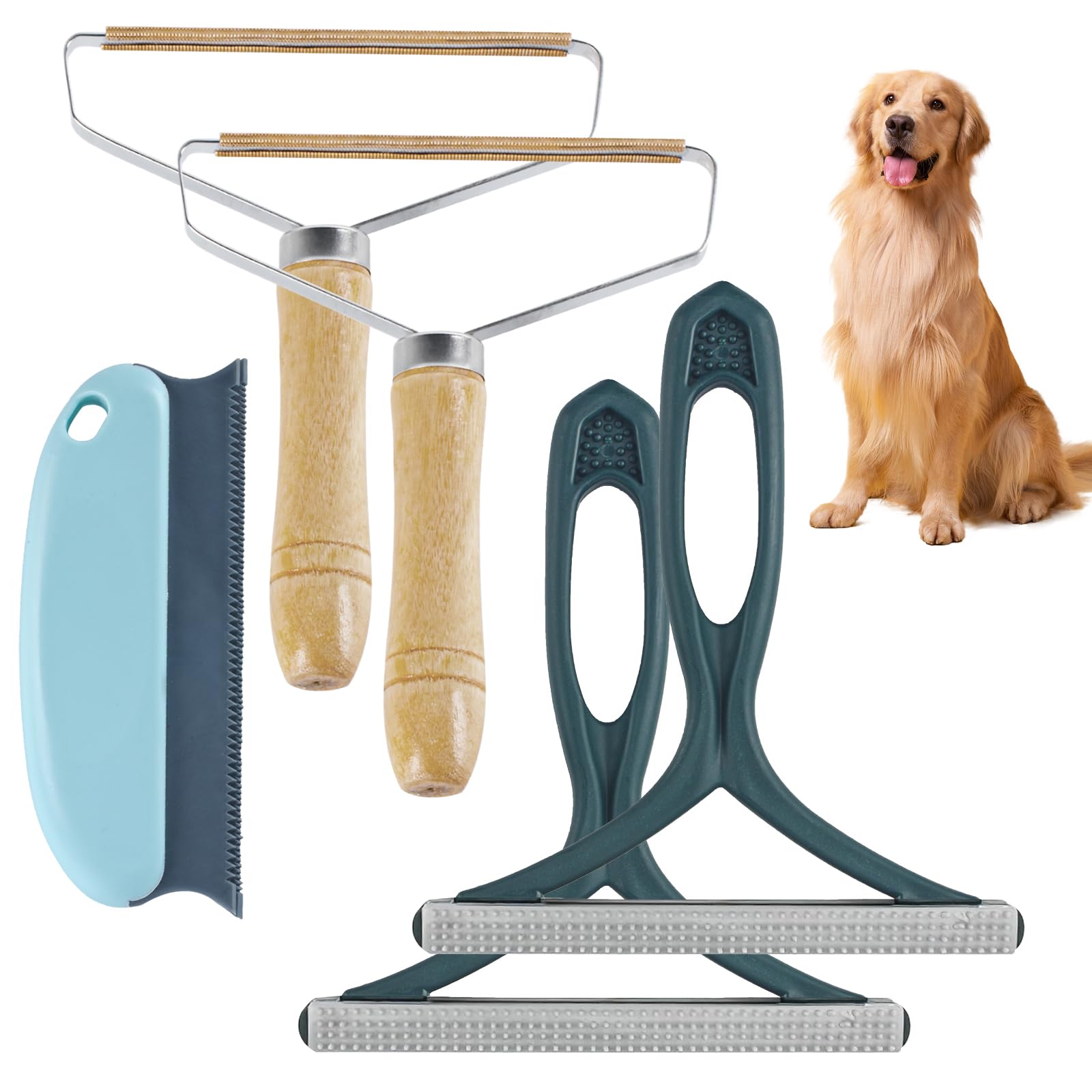 5 Pcs Pet Hair Remover for Carpet & Clothes, Portable Pet Hair Removal Tool, for Car Sofa Furniture Clothing Carpet Lint Remover Tools, Dog Cat Fur Removers Rake Scraper Tool