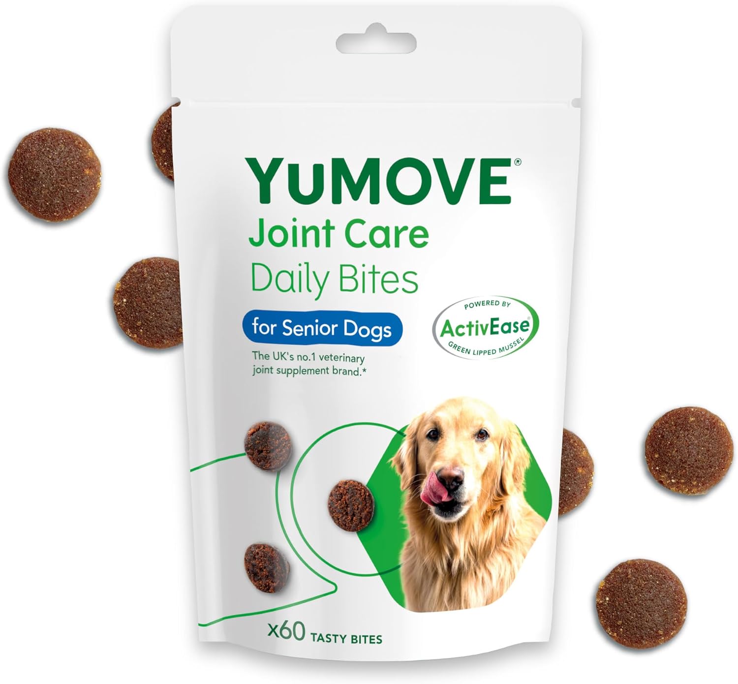 YuMOVE Senior Dog Joint Supplement, Daily Bites for Joint Care, Essential Dog Hip and Joint Aid for Senior Dogs Aged 8+, 60 Tablets – Eco Friendly and Letter Box Ready Packaging