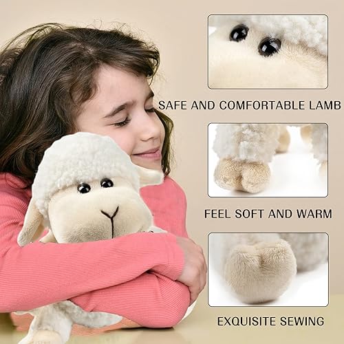 Miniatura 2 de 3 piezas de animales de oveja de peluche, de 6.5 a 8.8 pulgadas, lindo peluche de cordero como regalo para tus hijos (sentados, de pie, acostados)
