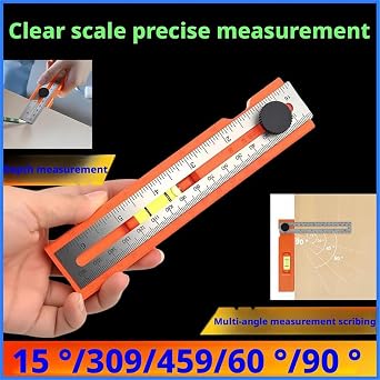 Adjustable Positioning Marking Protractor Tool, Multifunctional Depth Measuring Ruler with Angle Marking, Rotatable Knob Scribing Gauge, Angle Finder Woodworking Ruler