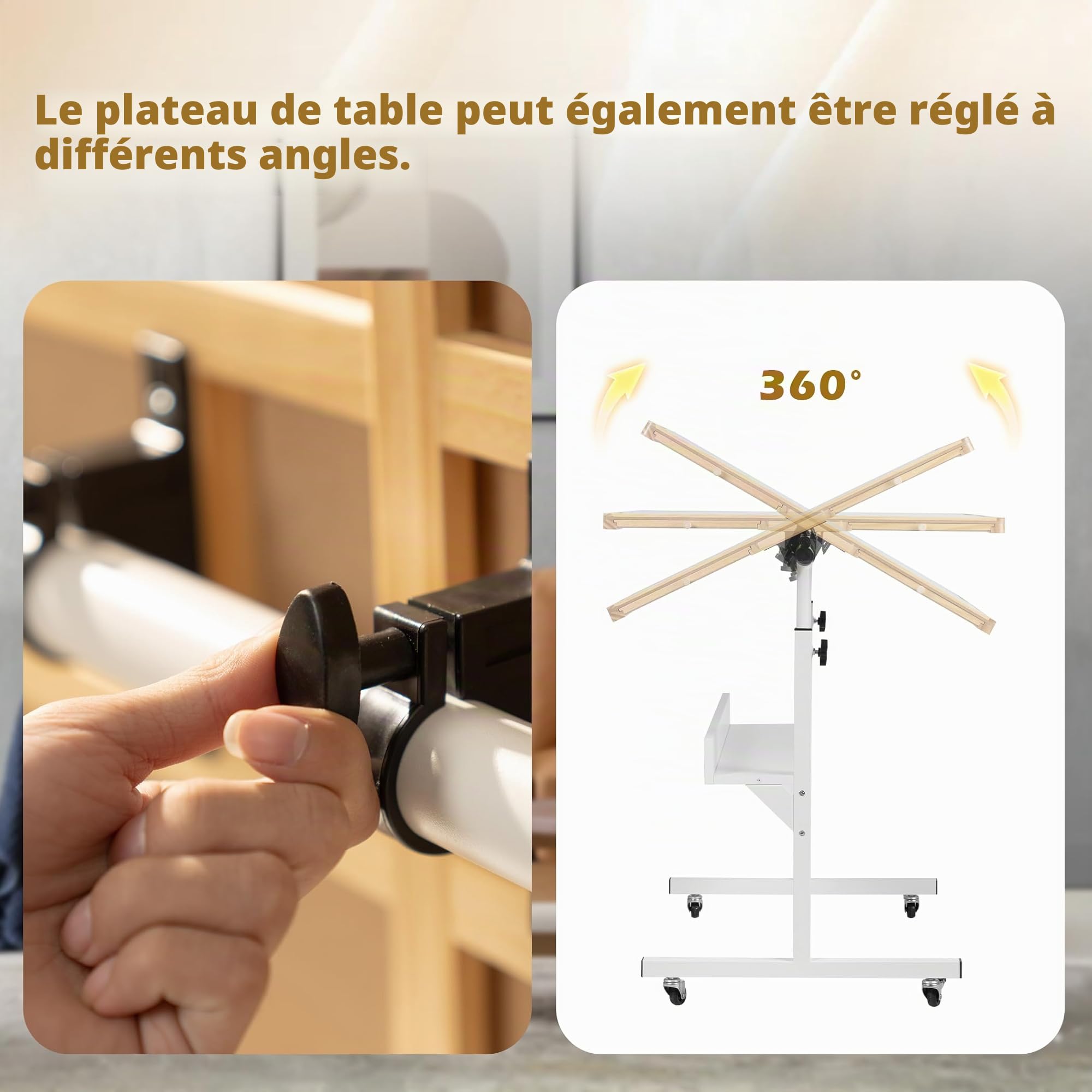 Tektalk Table de Puzzle avec lumière LED, Plateau en Bois avec Couvercle, fermé avec 4 roulettes, jusqu'à 1500 pièces