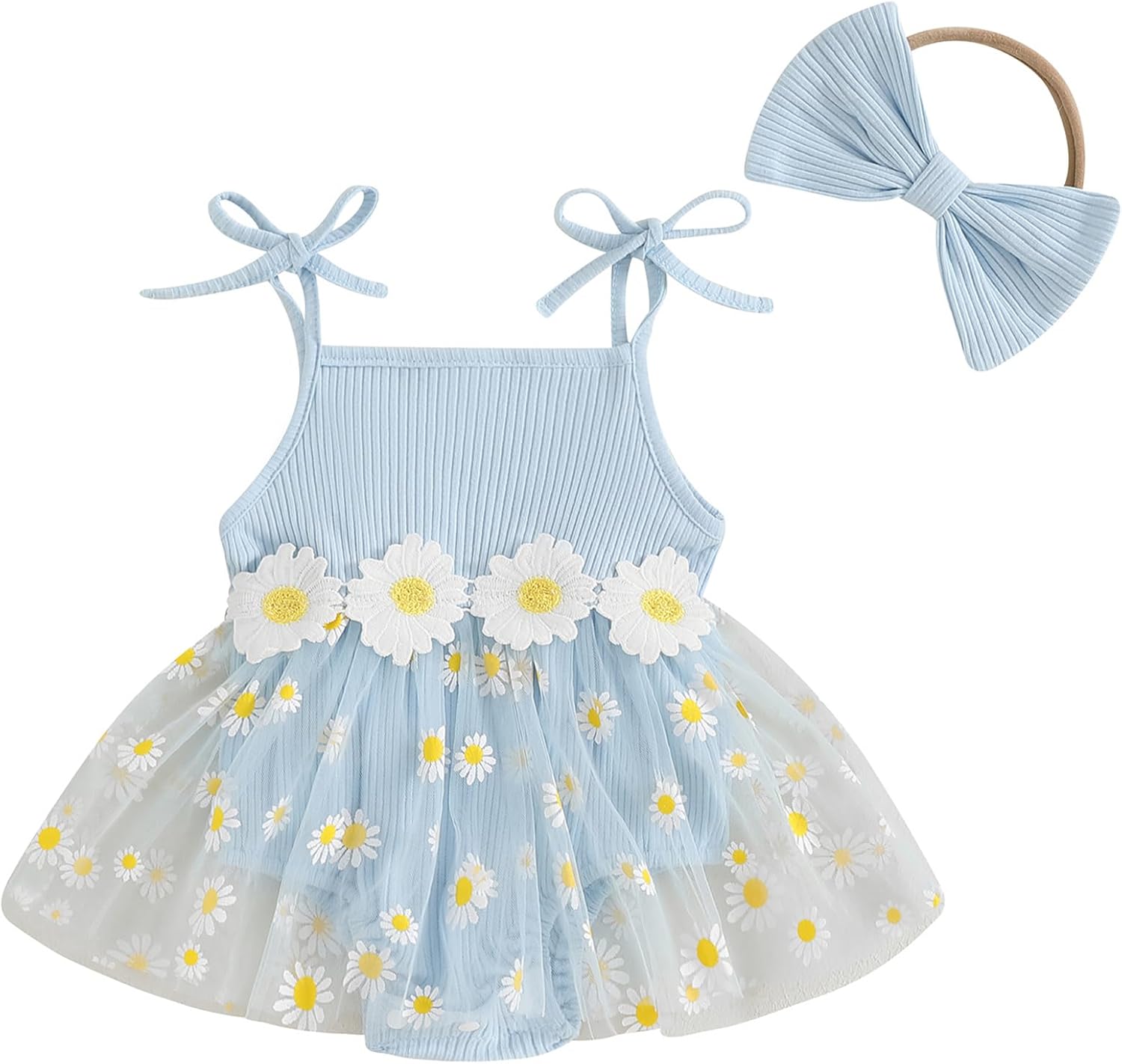 Mubineo Baby Girl Summer Clothes Cute Flower Boho Romper Dress Daisy Skirt Outfits Newborn Sleeveless Rompers Jumpsuit