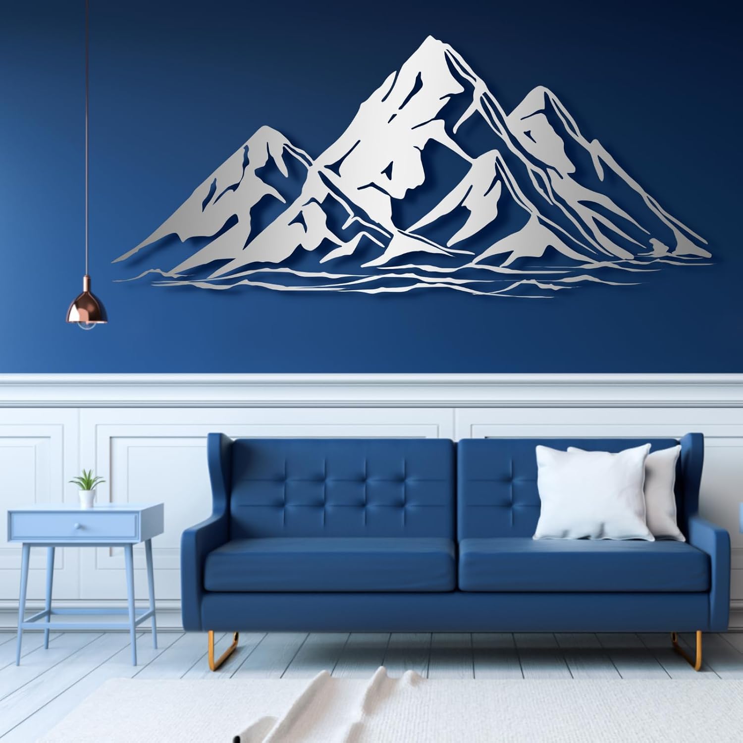 Metal Mountain Wall Art, Mountain Wall Art, Metal Wall Decor, Outdoor Metal Wall Art, Mountain Wall Decor for Home Decor, Bathroom, Bedroom Decor, Mountain Metal Wall Art (48"W x 21"H / 121 x 52 cm, black)