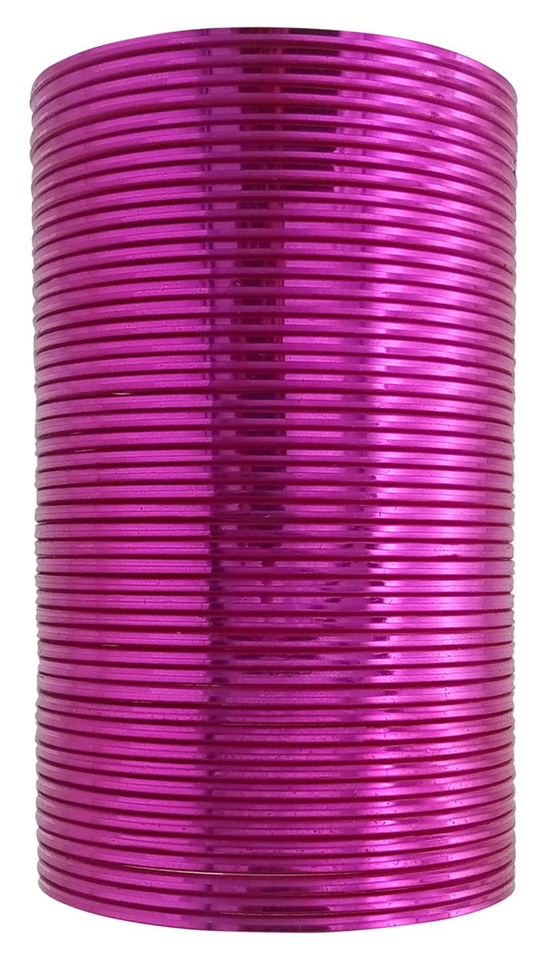 The Golden Cascade Rani Color Glossy Plain Bangles | Chudi for Ladies | Fancy Bangle for Girls | Metal Bangles for Women | Plain Shining Chudi (Pack of 24) (Magenta, Large 2-8) (B0C1CLMTBT) Amazon Price History, Amazon Price Tracker