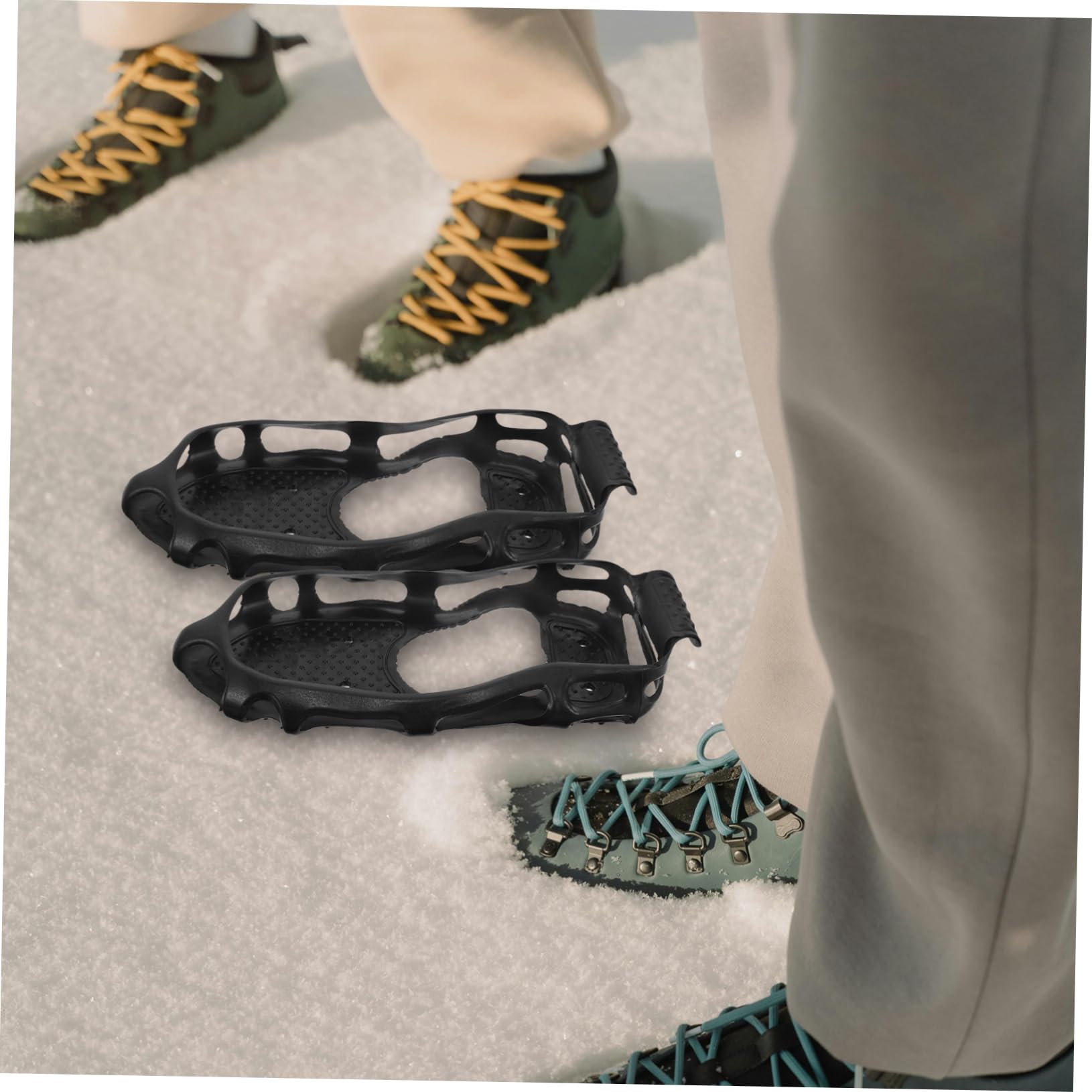 HEMOTON Ramponi per Scarpe Chiodate 12mm, Tpe Nero, Punta Antiscivolo, Facile Installazione, per Outdoor e Snow Hiking