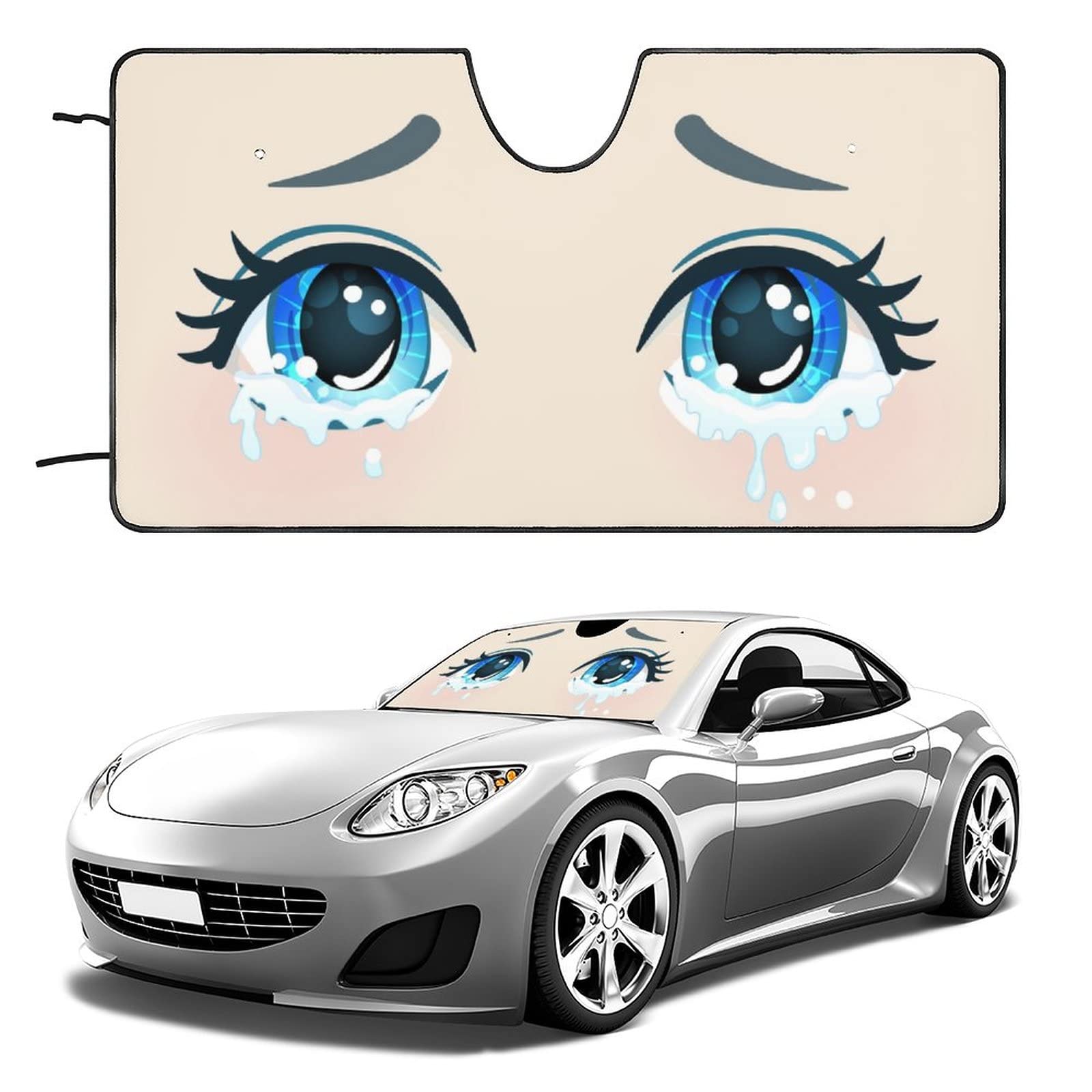 Colorful Anime Eyes Car Windshield Sun Shades Shiny Eyes Folding Block