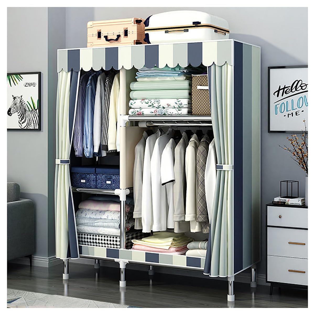 Armoire de placard portable pour suspendre les vêtements sans froisser