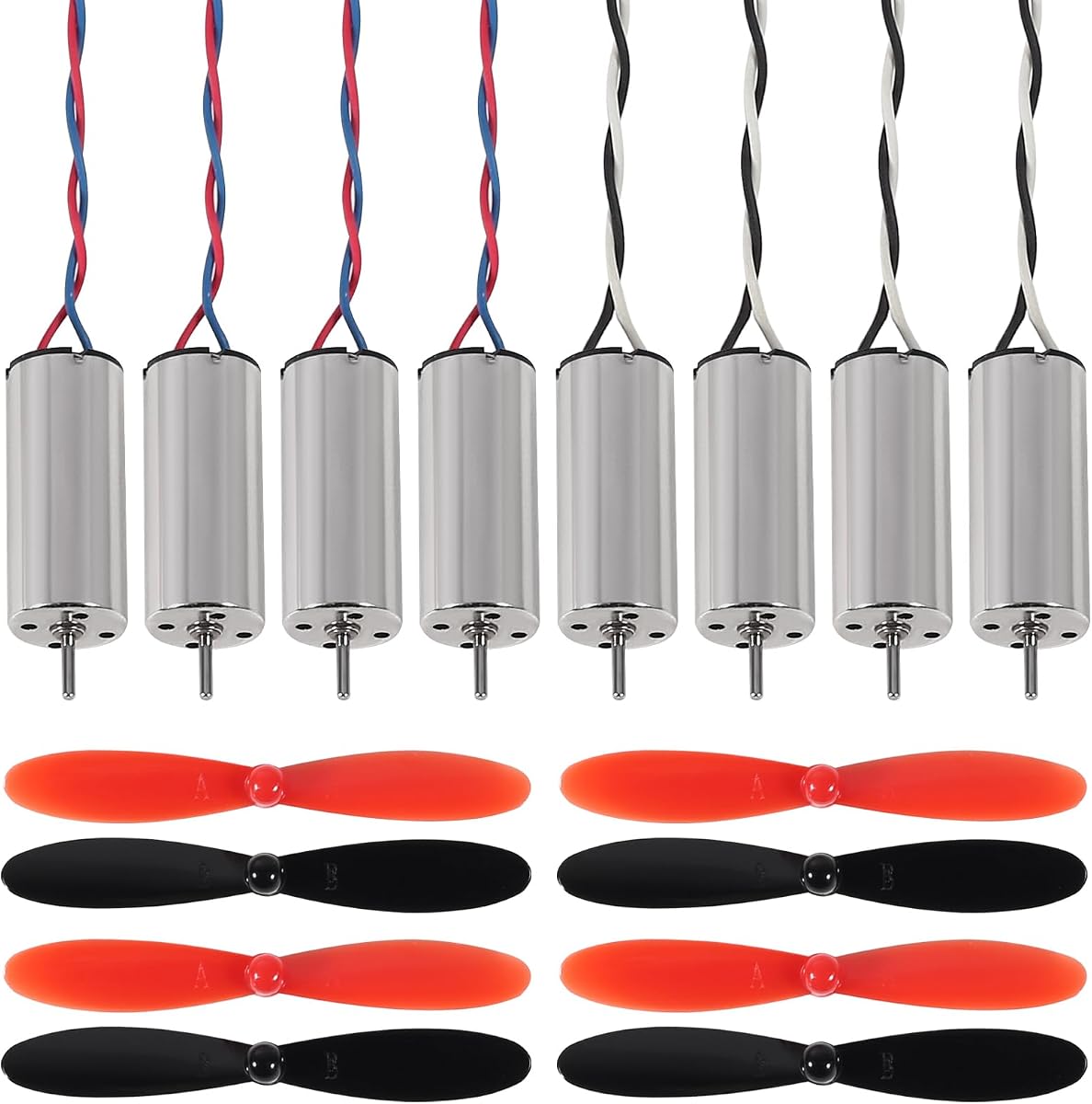 8pcs 8520/8.5x20mm Motor 15000KV Brushed Motors + 8pcs 55MM CW CCW Propeller for Model Aircraft/UAV/Quadcopter/Toy Aircraft, etc