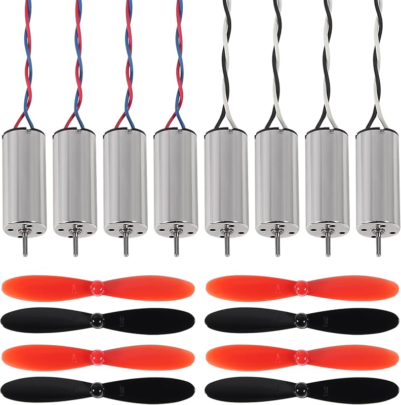 8pcs 8520/8.5x20mm Motor 15000KV Brushed Motors + 8pcs 55MM CW CCW Propeller for Model Aircraft/UAV/Quadcopter/Toy Aircraft, etc