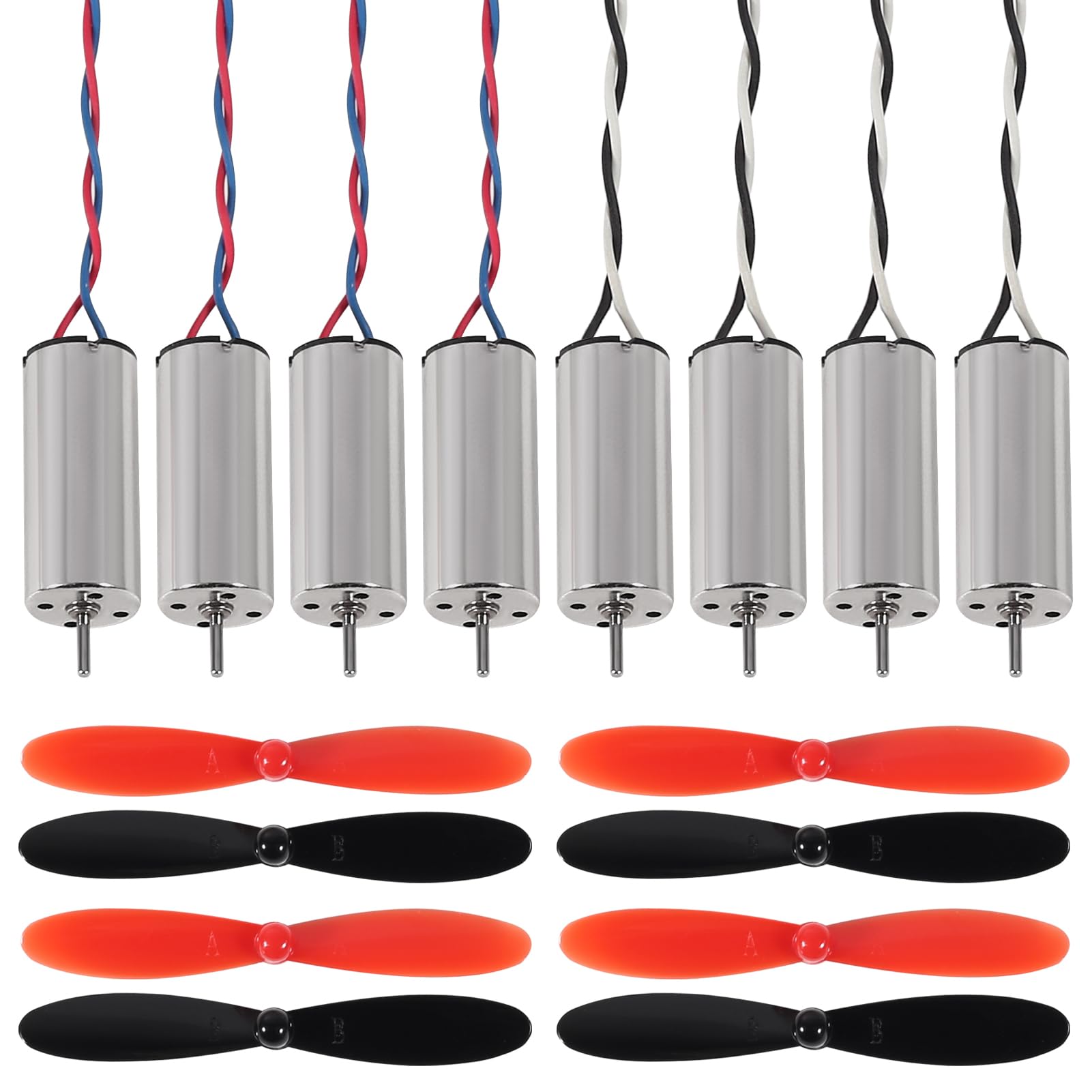 XIITIA 8pcs 8520/8.5x20mm Motor 15000KV Brushed Motors + 8pcs 55MM CW CCW Propeller for Model Aircraft/UAV/Quadcopter/Toy Aircraft, etc