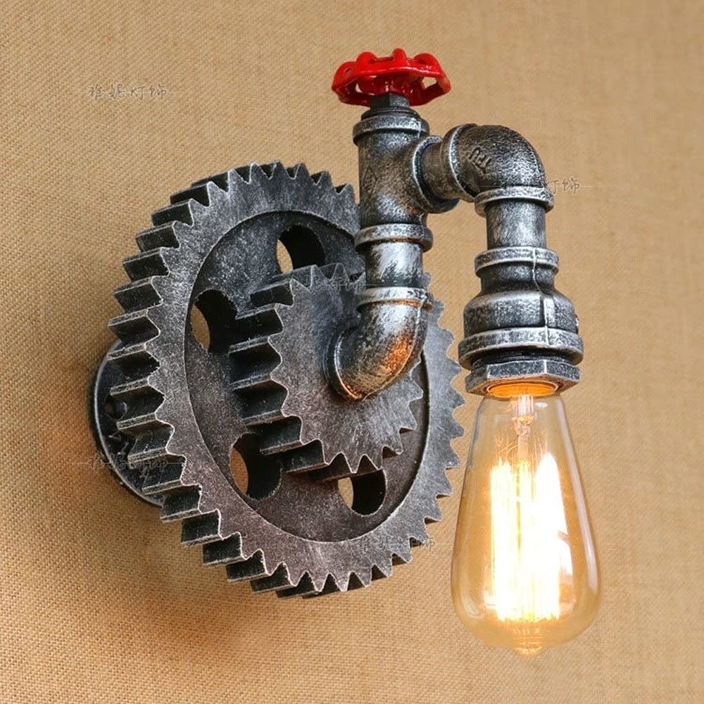 Equipo de Madera de Pipa de tubería de Agua Retro Luces de Pared Vintage Vintage Lámpara de Metal Creativo de Metal Tradicional E27 Restaurant Cafe Iluminación de iluminación