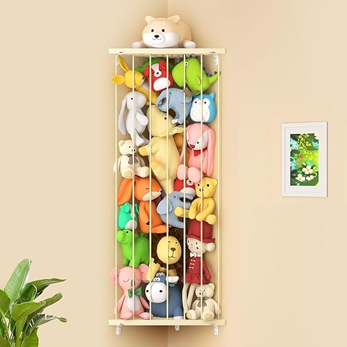 Miniatura 21 de Organizador de Estante de Almacenamiento de Animales de Peluche (Patentado) - Soporte de Animales de Peluche de Esquina con Longitud Ajustable -