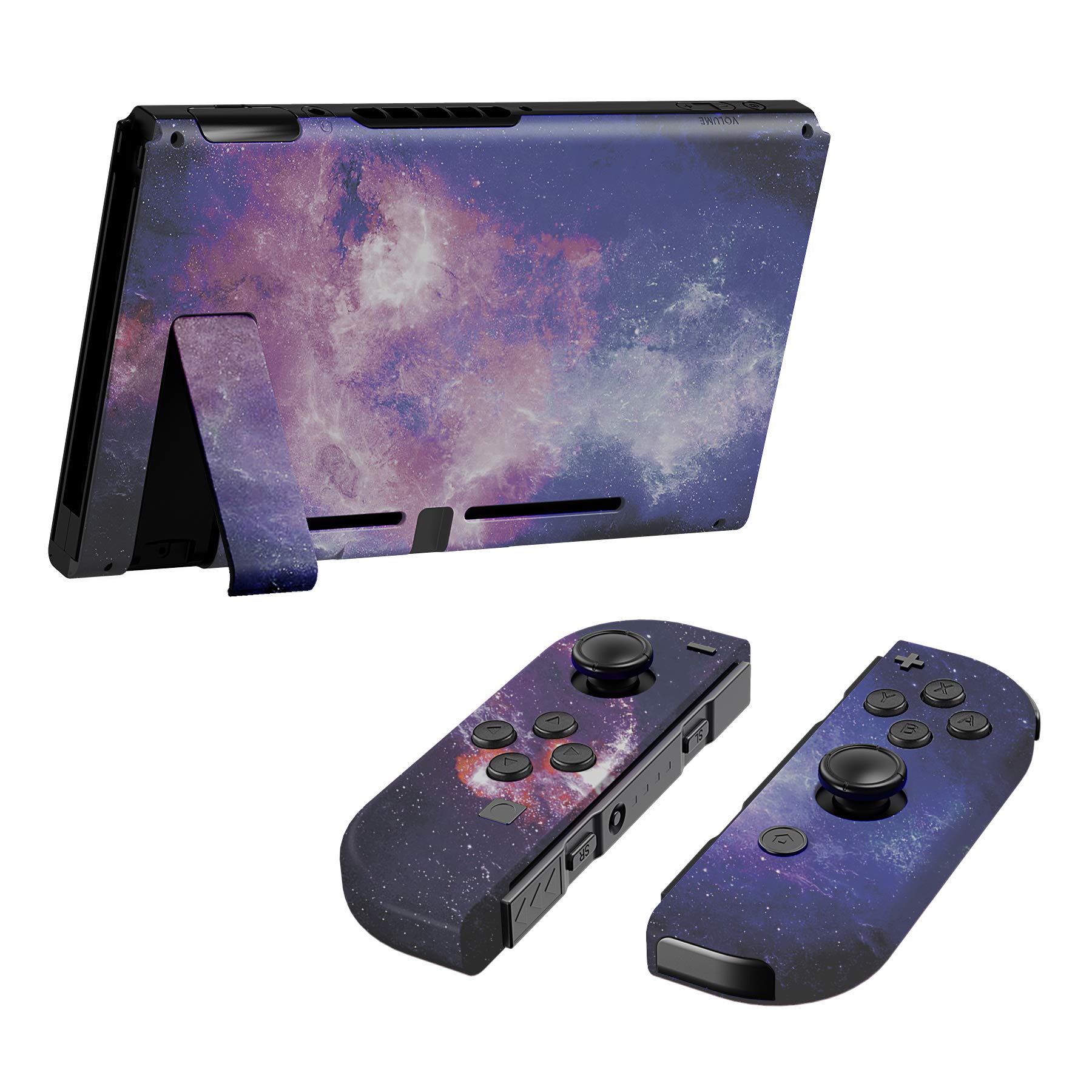 eXtremeRate Carcasa con Botones para Nintendo Switch - Funda Protectora de Reemplazo para Joycons y Consola, Shell Placa con Teclas para Nintendo Switch Accesorios (Galaxia Nebulosa)