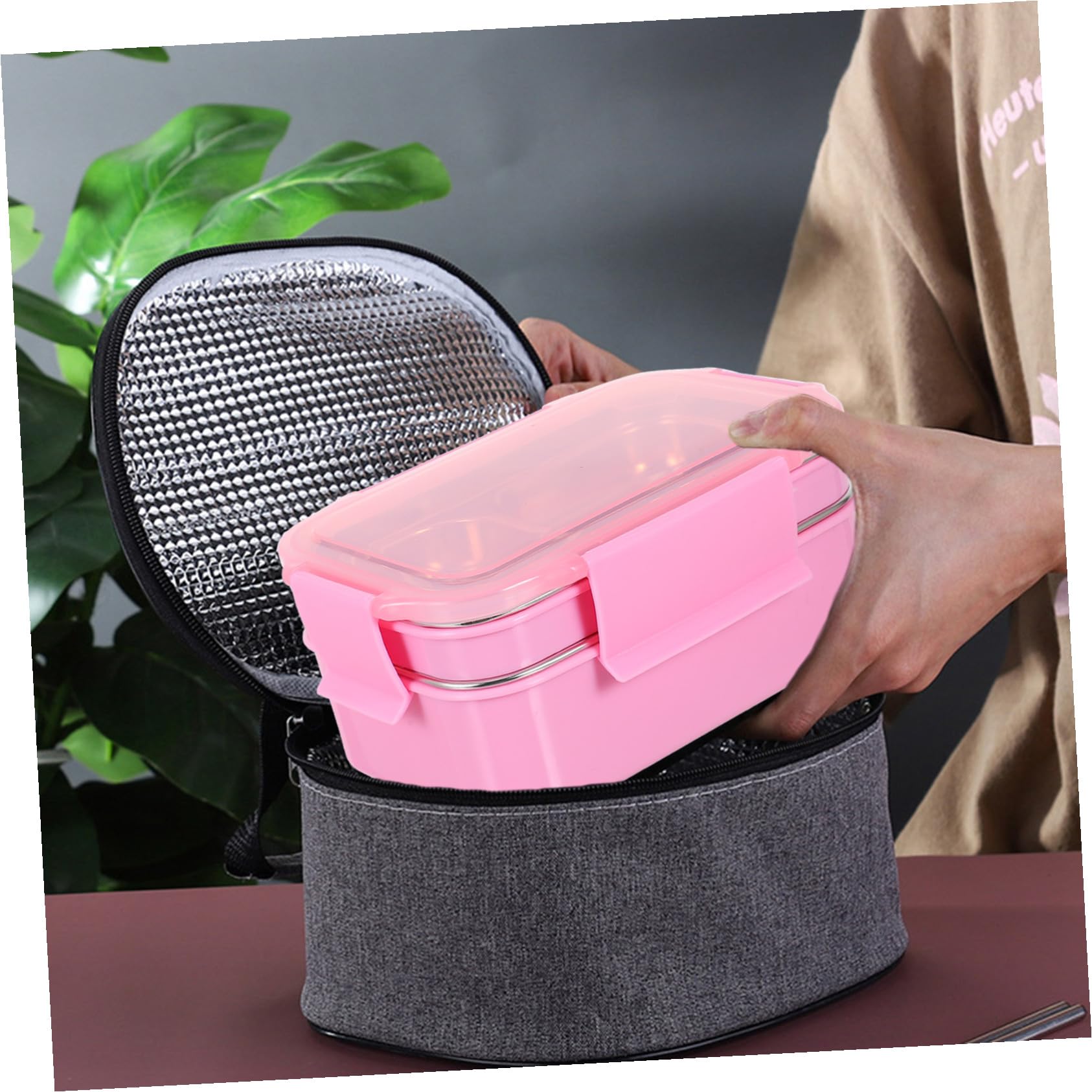 Boîte à Lunch Portable en Acier Inoxydable 304 Boîte de Conservation des Aliments à Compartiments Isolants Anti-mélange pour Déjeuner et Pique-