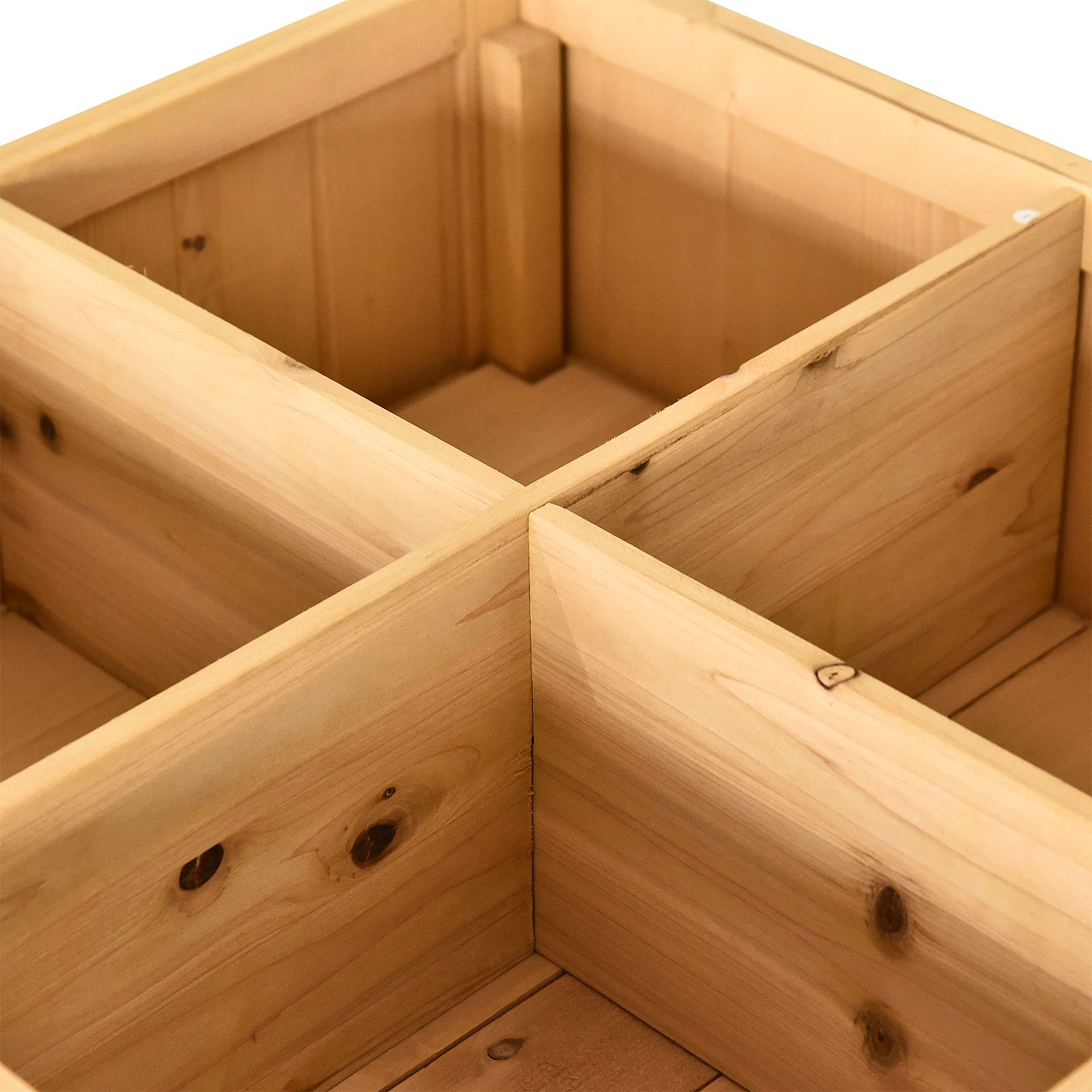 Outsunny Jardinière sur Pieds carré Potager avec étagère dim. 110L x 46l x 76H cm 8 Compartiments & Inserts d'irrigation Bois de Sapin