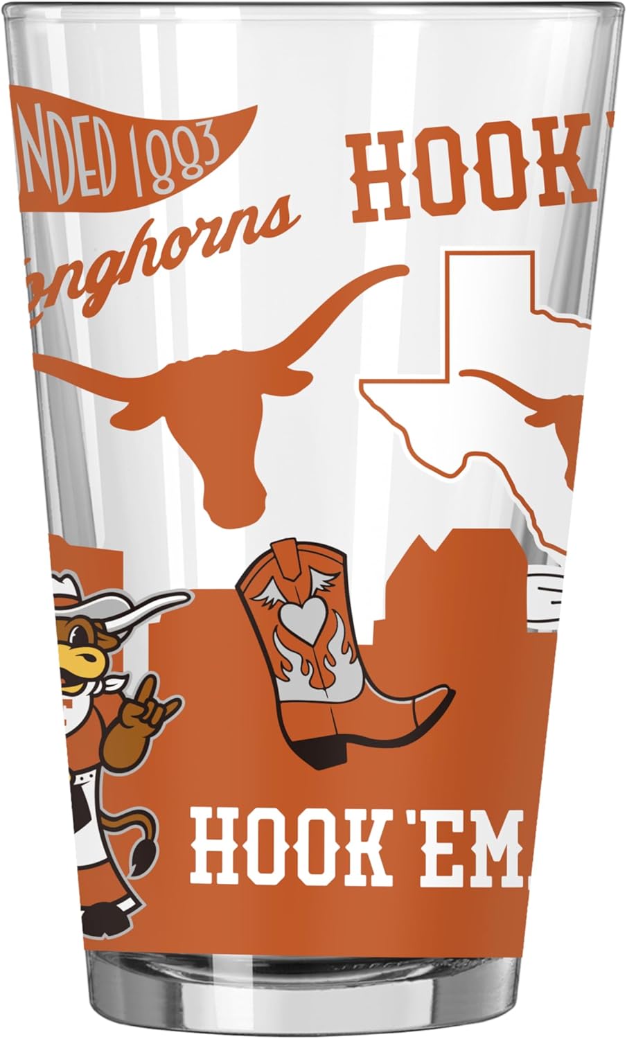 Logo Brands NCAA 16 oz Pint Glass - Durable Glass With Bold Team Color– Chip-Resistant Rim Drinkware For Fans, Tailgates, Home Bars & Everyday Use