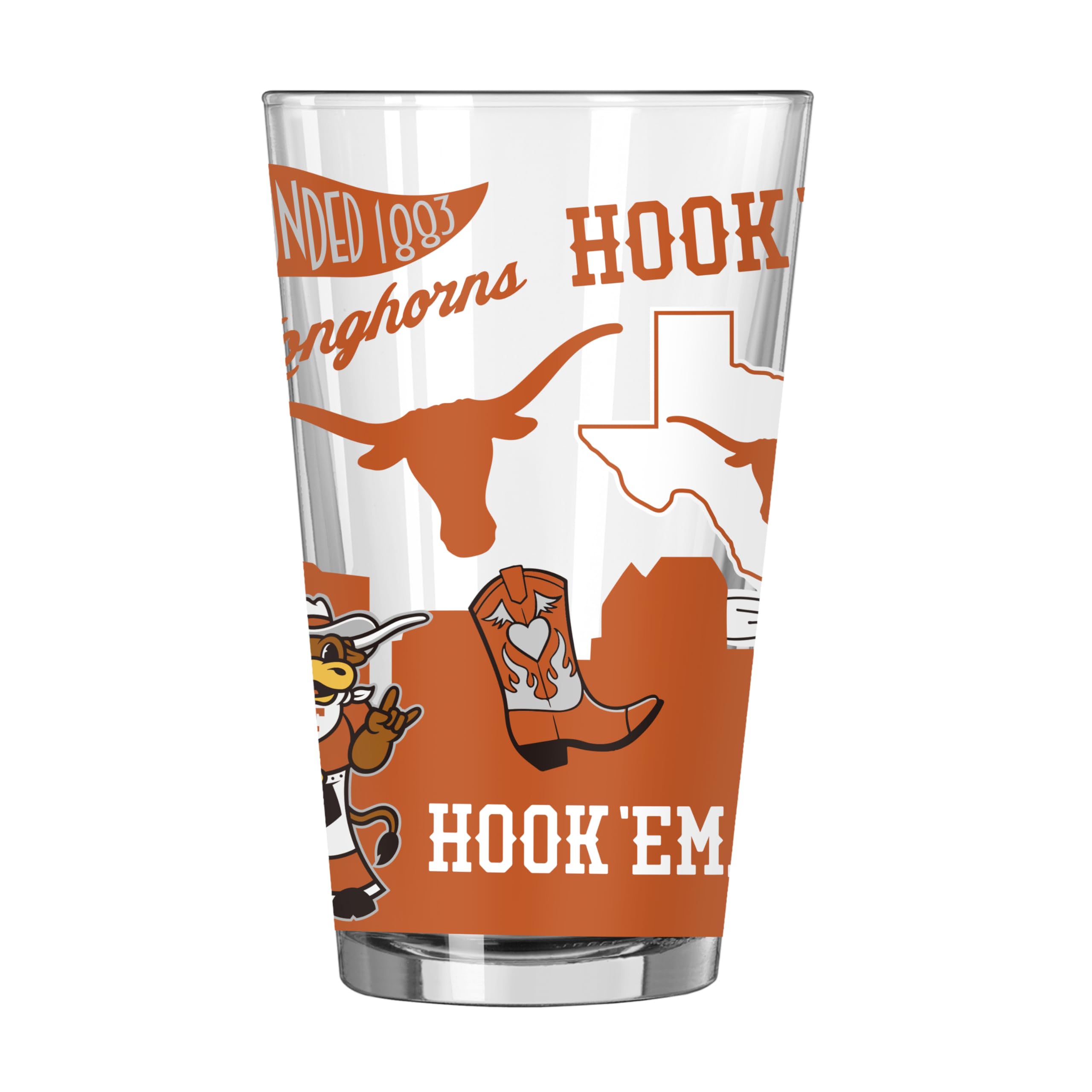 Logo Brands NCAA 16 oz Pint Glass - Durable Glass With Bold Team Color– Chip-Resistant Rim Drinkware For Fans, Tailgates, Home Bars &amp; Everyday Use