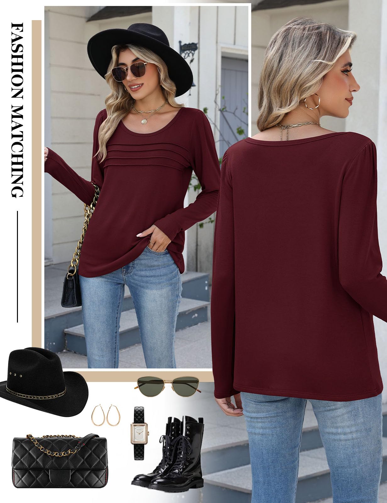 CMTOP Maglia Donna Manica Lunga Maglietta Termica Foderati in Pile Maglietta Girocollo a Maniche Lunghe Top Elegante a Pieghe Camicia Casual Autunno Invernali
