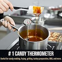 Vista 3 de Termómetro de caramelo con clip para olla, termómetro de aceite para freír y hacer velas, color amarillo