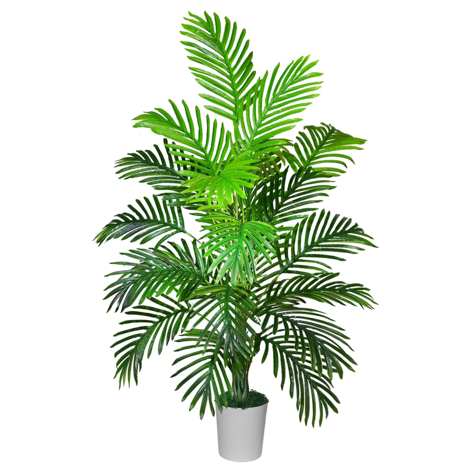 Kunstpflanze Groß Palme Kunstbaum，120cm Hoch 24 Zweige Tropische Aesthetic Deko Schlafzimmer Badezimmer außenbereich Büro Garten Hochzeit Party Deco (Areca Palm-D24-1P, 120x 70 cm)
