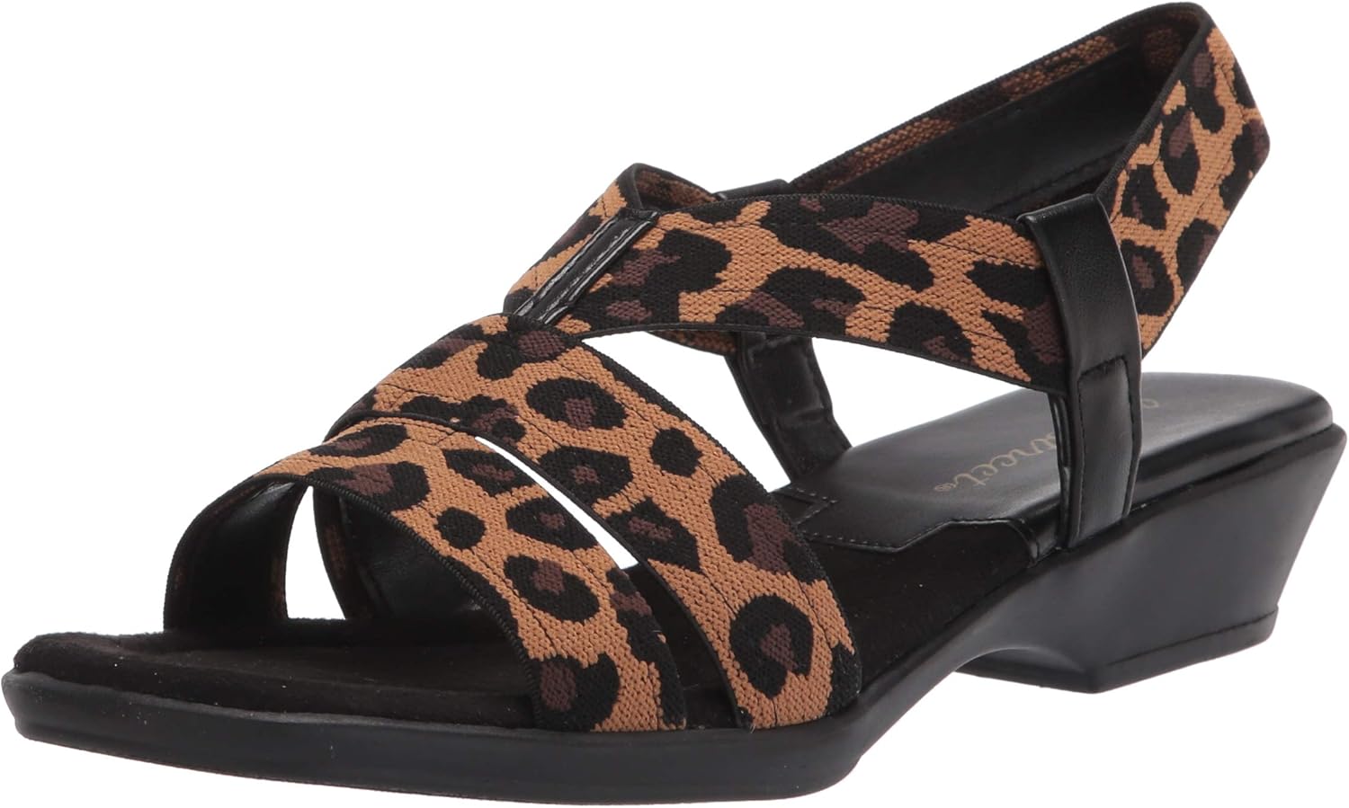 Easy Street Women's Block Heel Sandal Wedge, Leopard Gore, 6