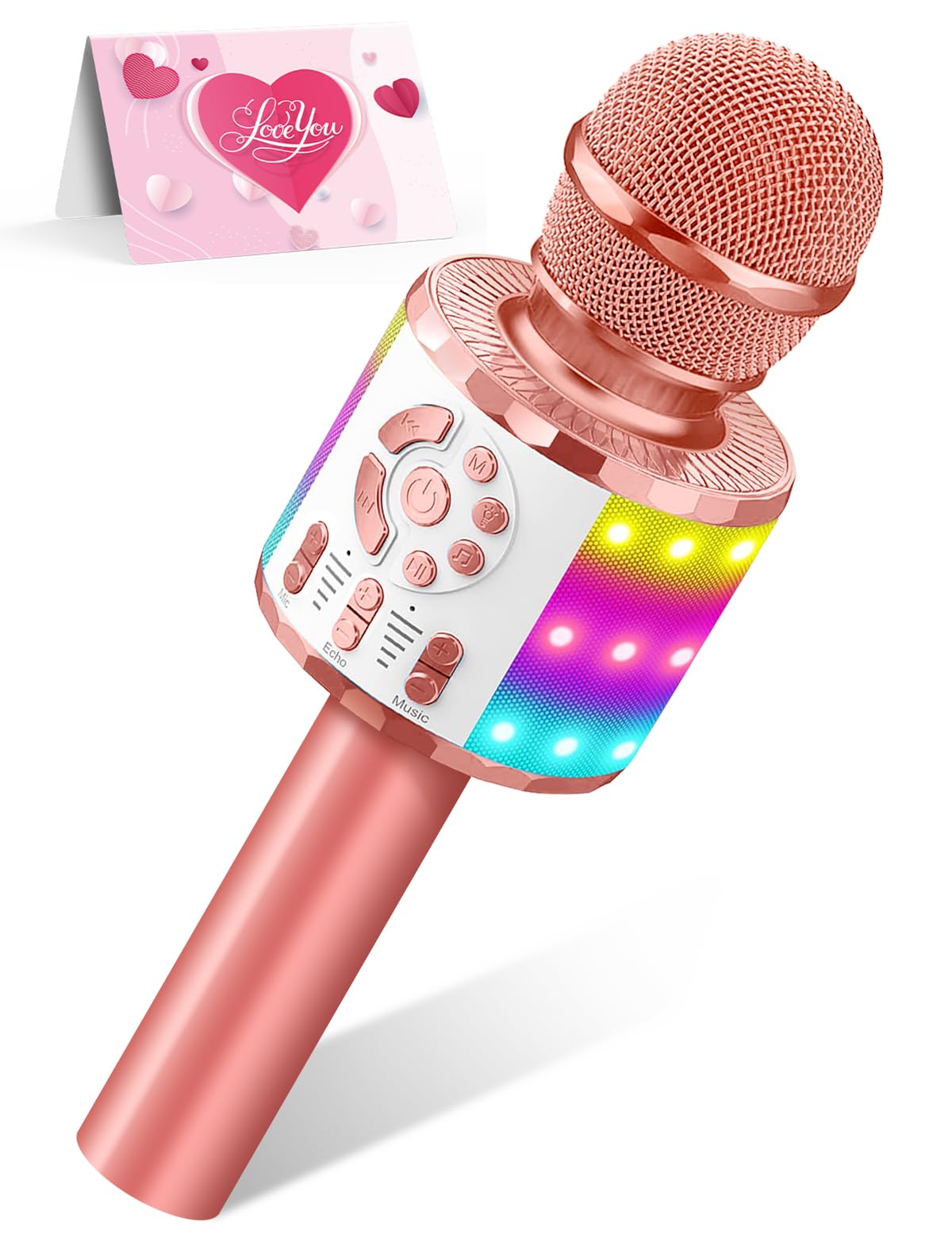 Photo 1 of Creattop Kids Karaoke Bluetooth Microphone Toys for Girls Microphone Karaoke Machine with LED Light, Birthday Gift for Girls Boys 3 4 5 6 7 8 9 10 11 12 Year Old Kids Toys