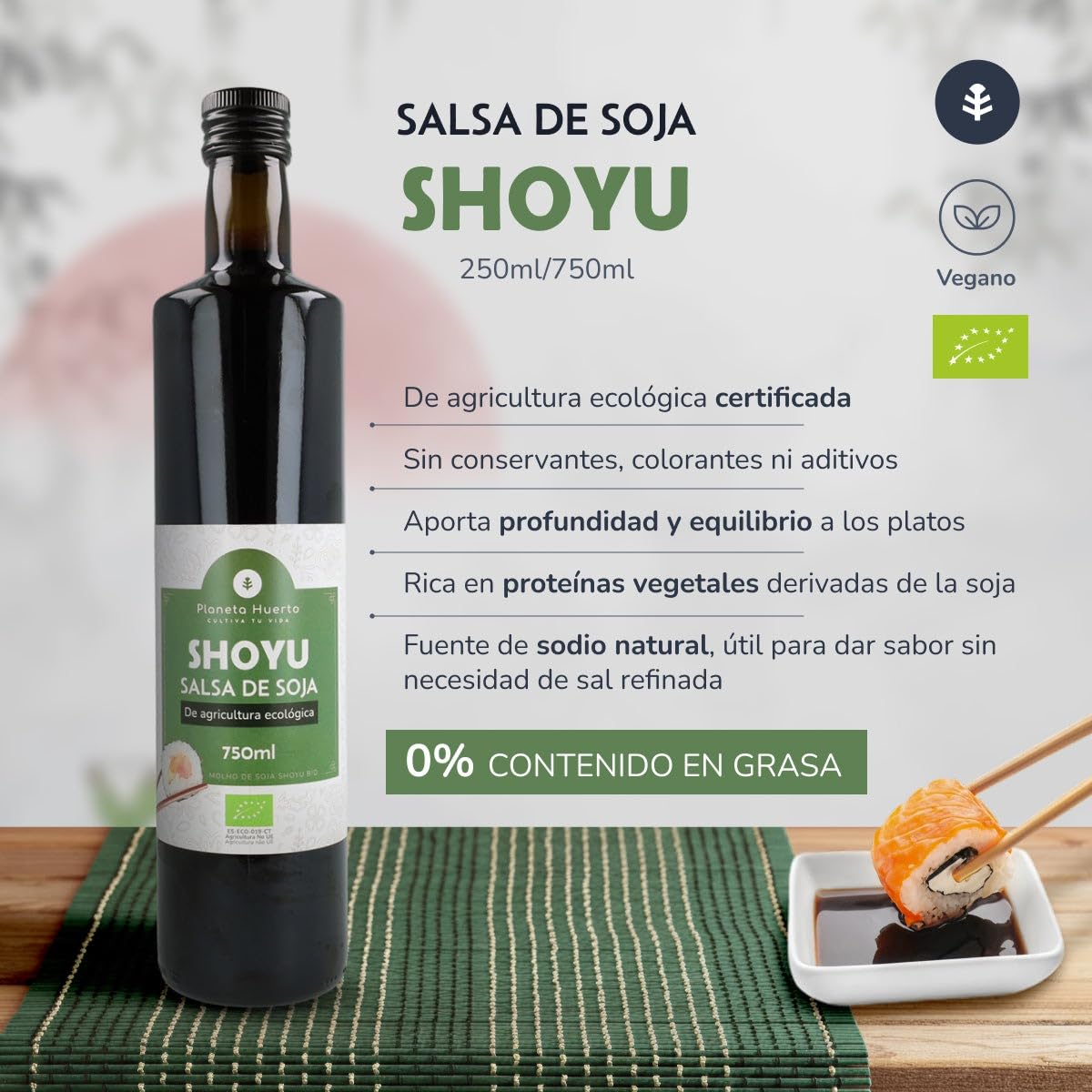 PLANETA HUERTO | Pack 6x Salsa de soja Shoyu ECO 750 ml