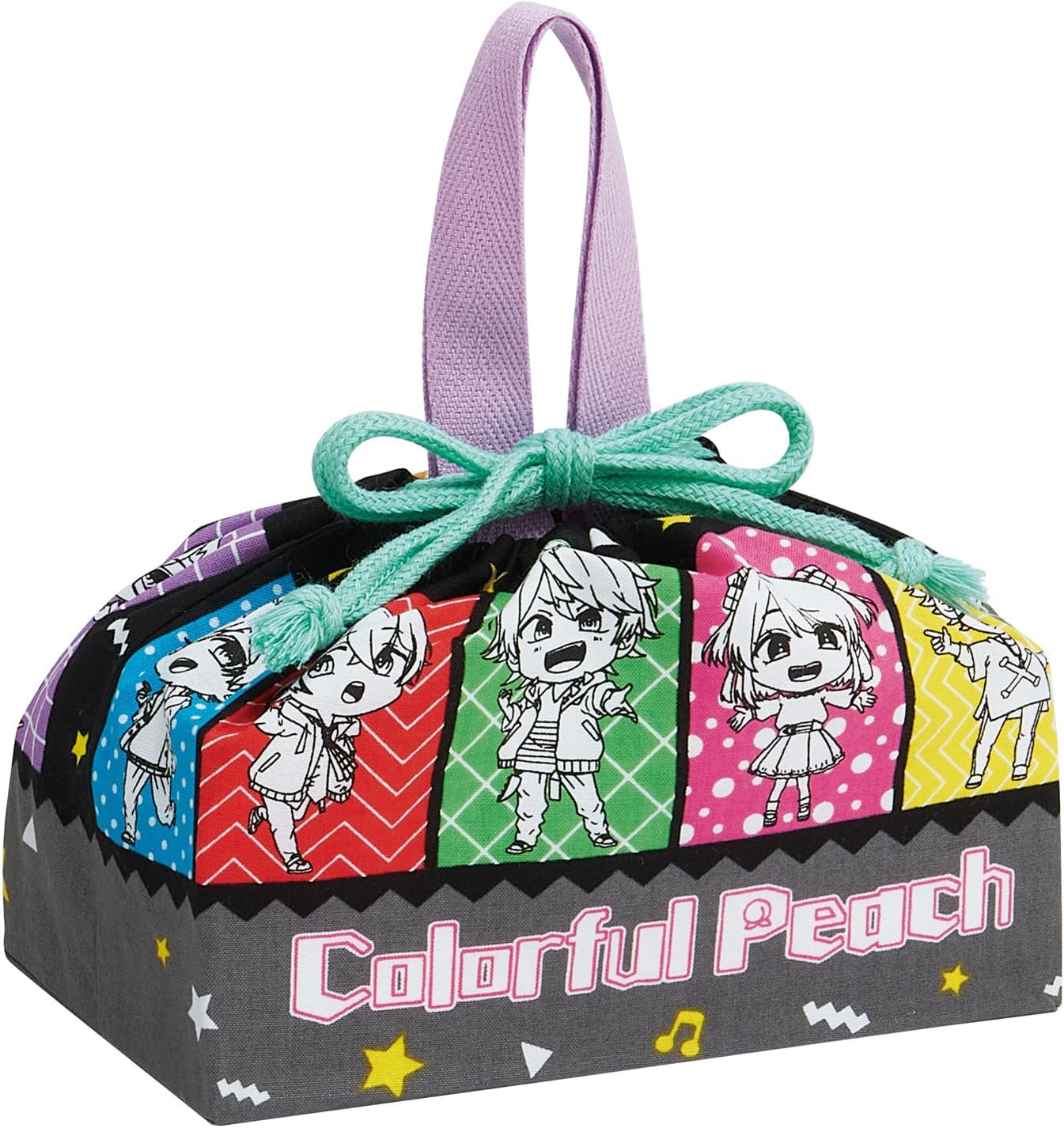 Skater KB769455 Children's Bento Drawstring Bag, Gusset, Kids, Made in Japan, Colorful Peach 25