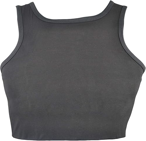 Vista 2 de BaronHong Tomboy Trans Lesbianas Pull On Cierre Pecho Carpeta Corta Tank Top Banda Elástica