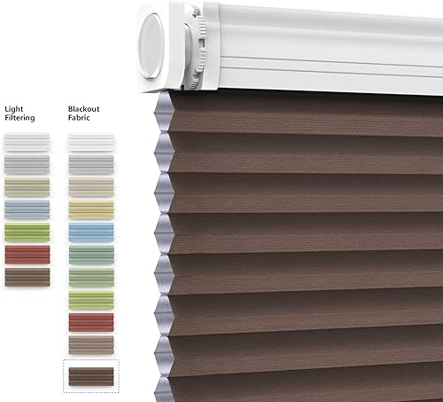 LazBlinds Persianas celulares sin herramientas, sin taladro, cortadas a medida, bloqueo de luz, protección de privacidad, persianas plisadas de