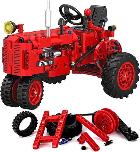 Juego de bloques de construcción clásicos de tractor de granja 1/12, diversión sin fin para niños con una colección de juguetes de tractor para