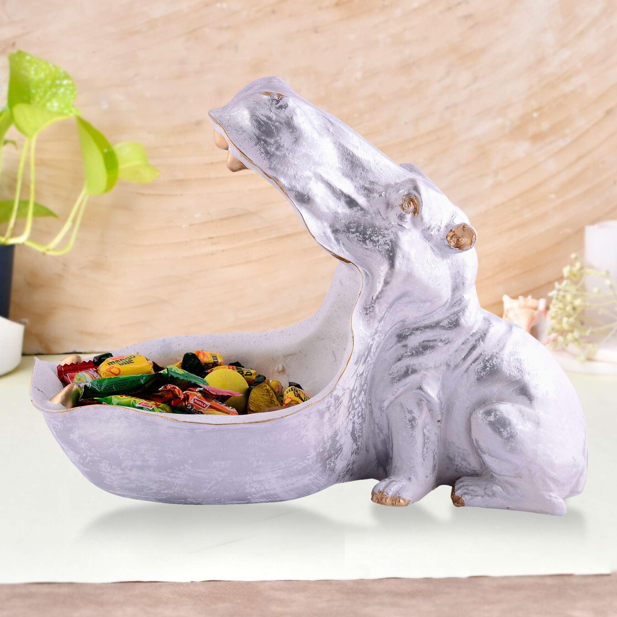 ADYNIKA Living Angry Hippopotamus Mouth Open Face Sculpture Polyresin Hippo Showpiece for Home Decor or Best for Put