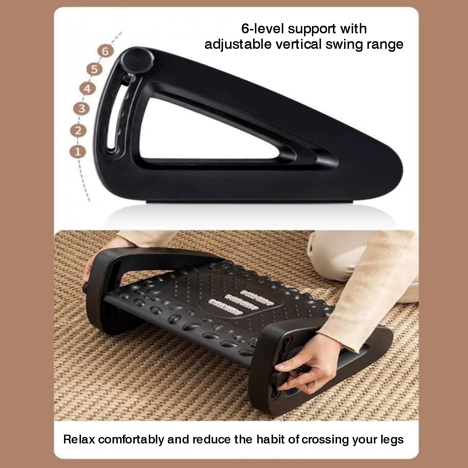 Fußstütze Unter Dem Schreibtisch For Unter Dem Schreibtisch Bei Der Arbeit, Ergonomischer Fußhocker Mit Fußmassagerolle, Maximale Belastung 150 Kg, Zur Verbesserung(Color-2)