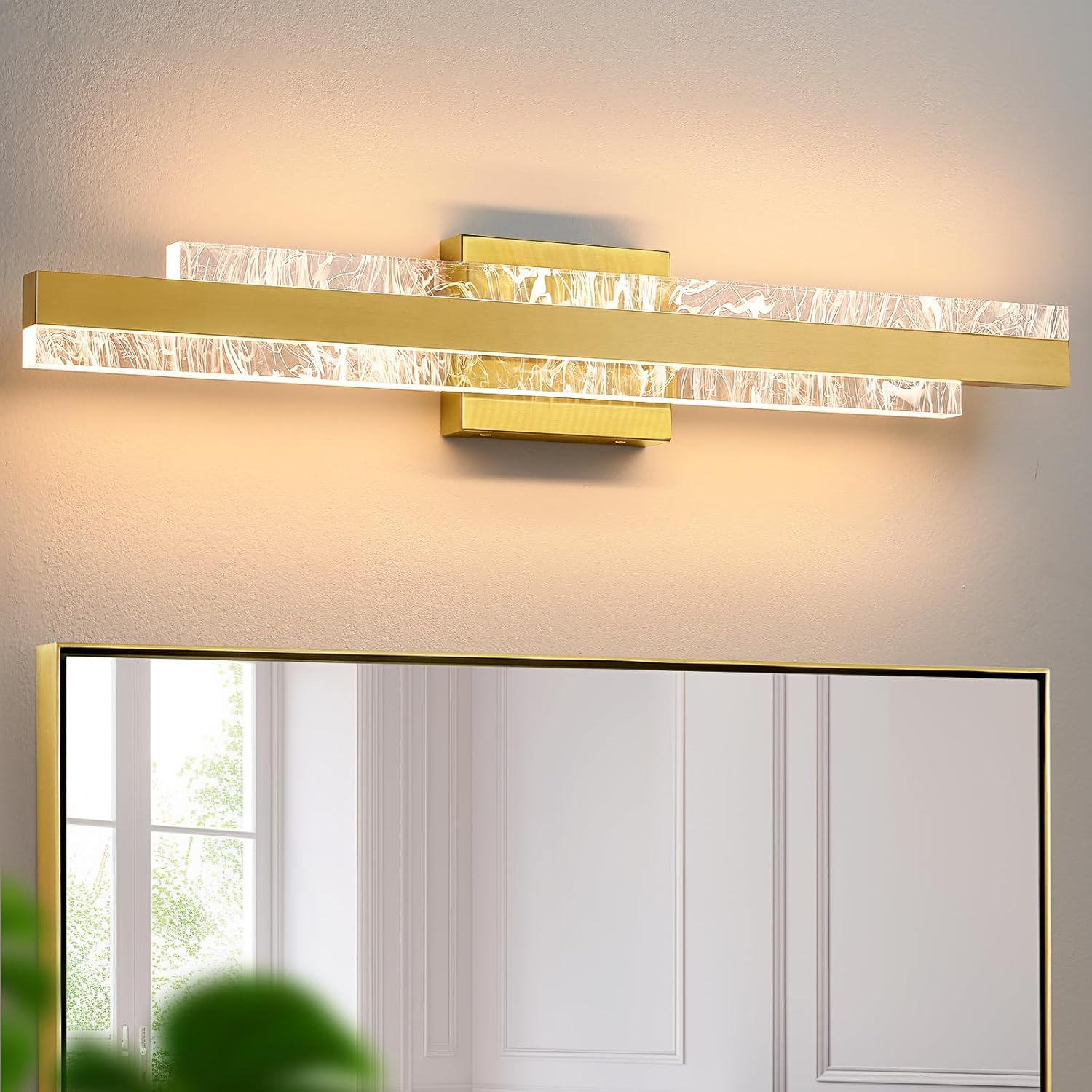 Modern Bathroom Vanity Light: Brushed Gold 27 inch 28W Dimmable LED Bath Bar Light Fixtures Over Mirror - Wall Sconce Picture Lights for Paintings Cabinets Bedroom 3000k Gold 27inch