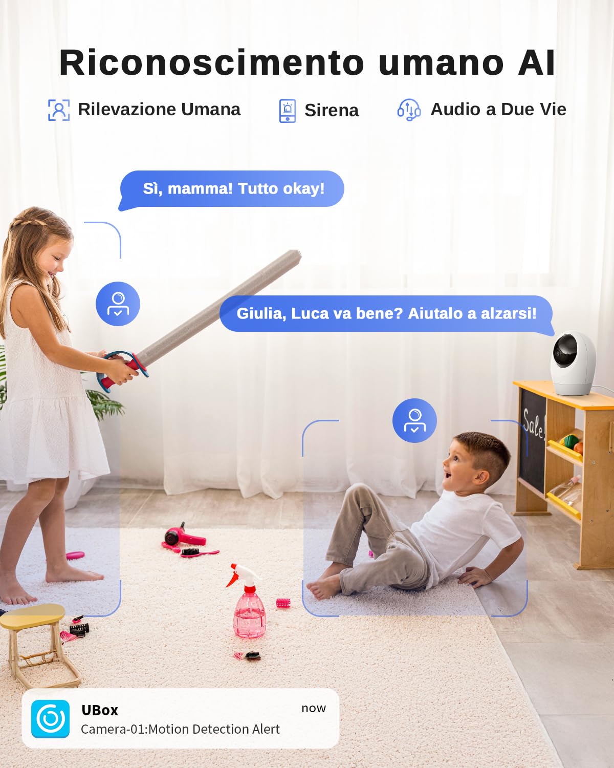 24/7 Registrazione 4G LTE Telecamera Interno con SIM, 2K Videocamera Interno 4g, 360° PTZ Videocamera Sorveglianza Interno, Rilevamento Movimento, Audio 2 Vie