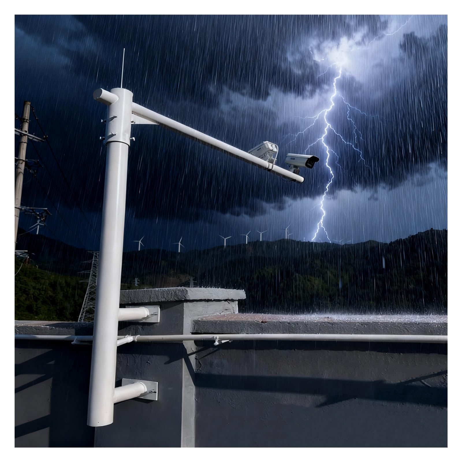 3,3, 3,9, 4,9 Fuß Lange Stangen für Überwachungskameras, Halterungsstangen für Solarpanel/Kamera, Metall-Überwachungspfosten, geeignet für Fabriken/Bauernhöfe/Autobahnen/Straßen (hellgrau, 1