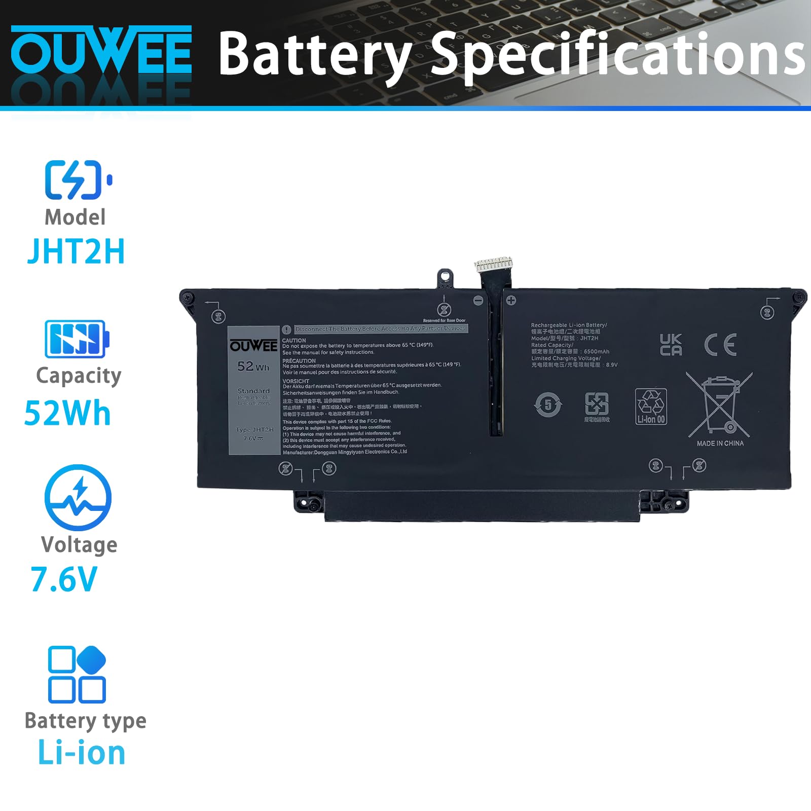 AolsteCell 52Wh バッテリー Dell Latitude 7310 Amazon.com: OUWEE 52Wh JHT2H Laptop Battery Compatible with Dell