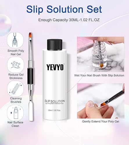 Miniatura 3 de Kit de uñas de gel de poliéster, 6 colores de gel de uñas de poliéster con lámpara de uñas, kit de extensión de uñas con solución deslizante, capa