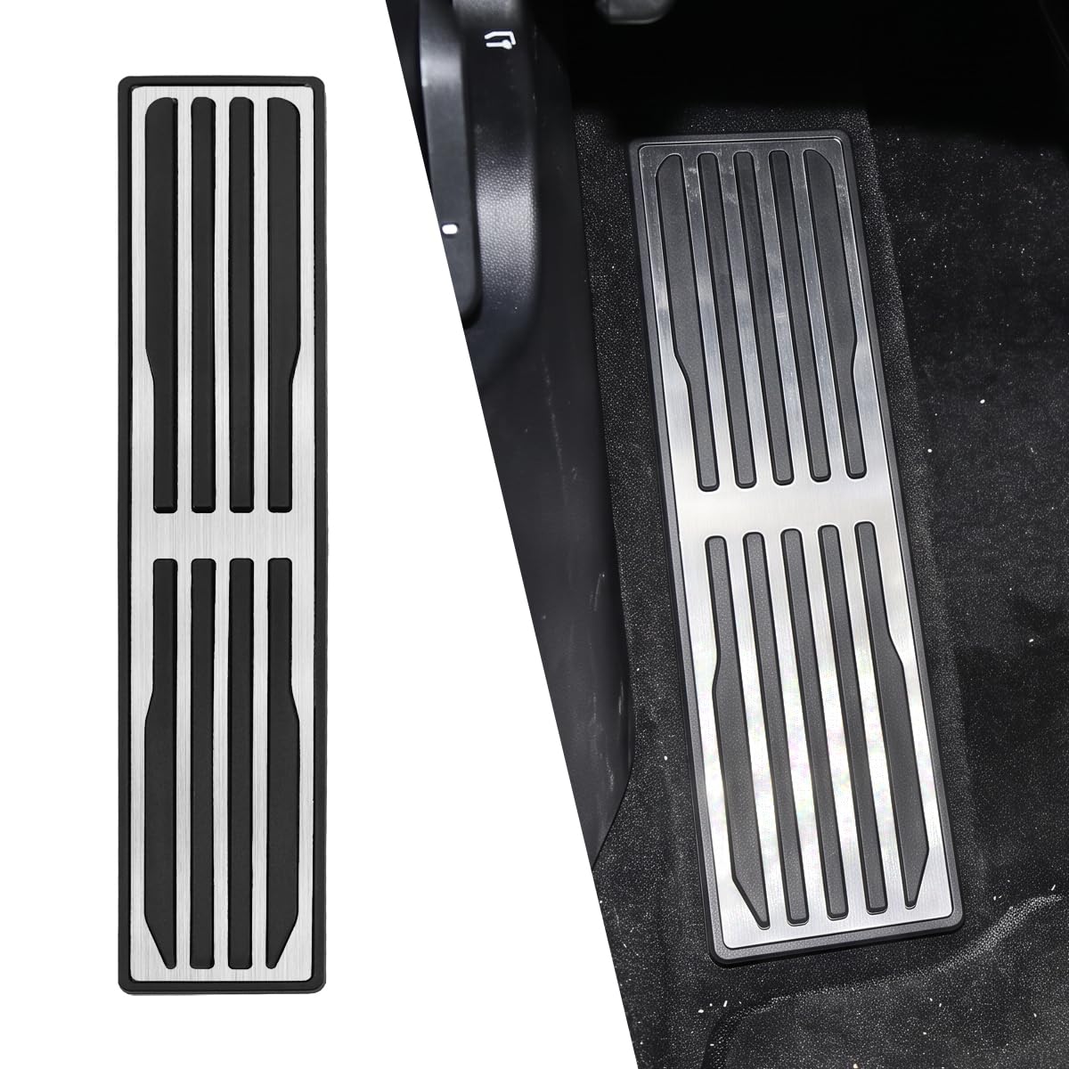 MYMOCCY Stainless Steel Foot Rest Pedal Footrest Pad Cover Fit for Jaguar XE XF XJL F-Pace F-Type Accessories Anti-Slip Plate