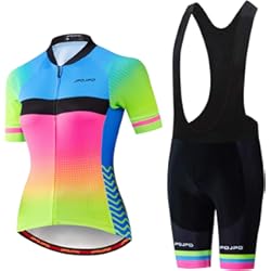 Indumentaria Ciclismo Mujer Camiseta de ciclismo para mujer + pantalones cortos acolchados de manga corta para ciclismo