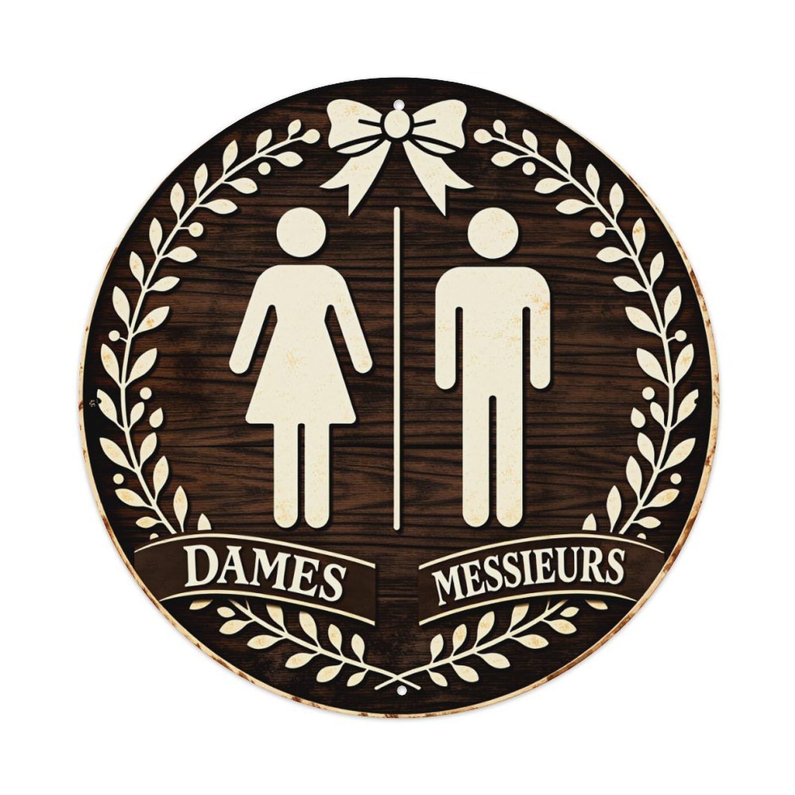 Wooden Sign With Gender Symbols And Wreath Vintage Metal Tin Sign Retro Wall Decor for Home Bar Garage Cafe, Indoor & Outdoor Decorative，circle Metal Poster, 8x8 Inch