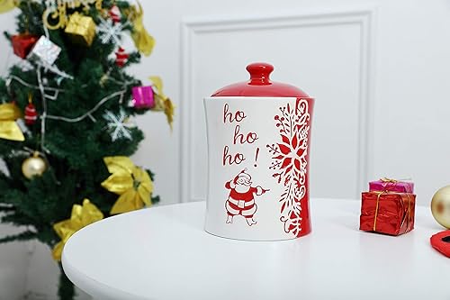Miniatura 6 de Stephanie Imports Ho Ho Ho! Tarro de galletas de cerámica con temática navideña para vacaciones de invierno