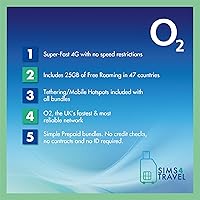 Vista 3 de Plan de datos ilimitado O2 prepago Sims4Travel de $45. Datos 5G ilimitados para uso en el Reino Unido (válido durante 30 días desde la activación).