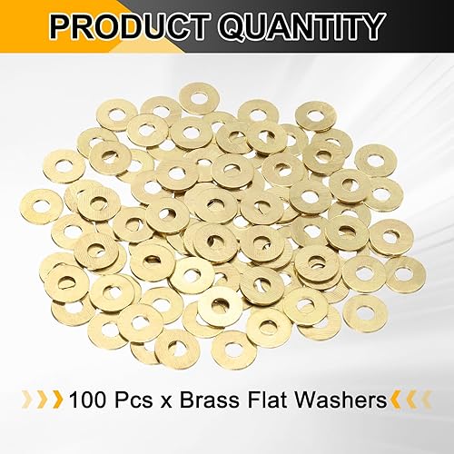Miniatura 3 de uxcell - 100 piezas de arandelas planas de latón M4, arandelas de sellado de metal de 12 mm de diámetro interno x 4 mm de diámetro externo x 1 mm de