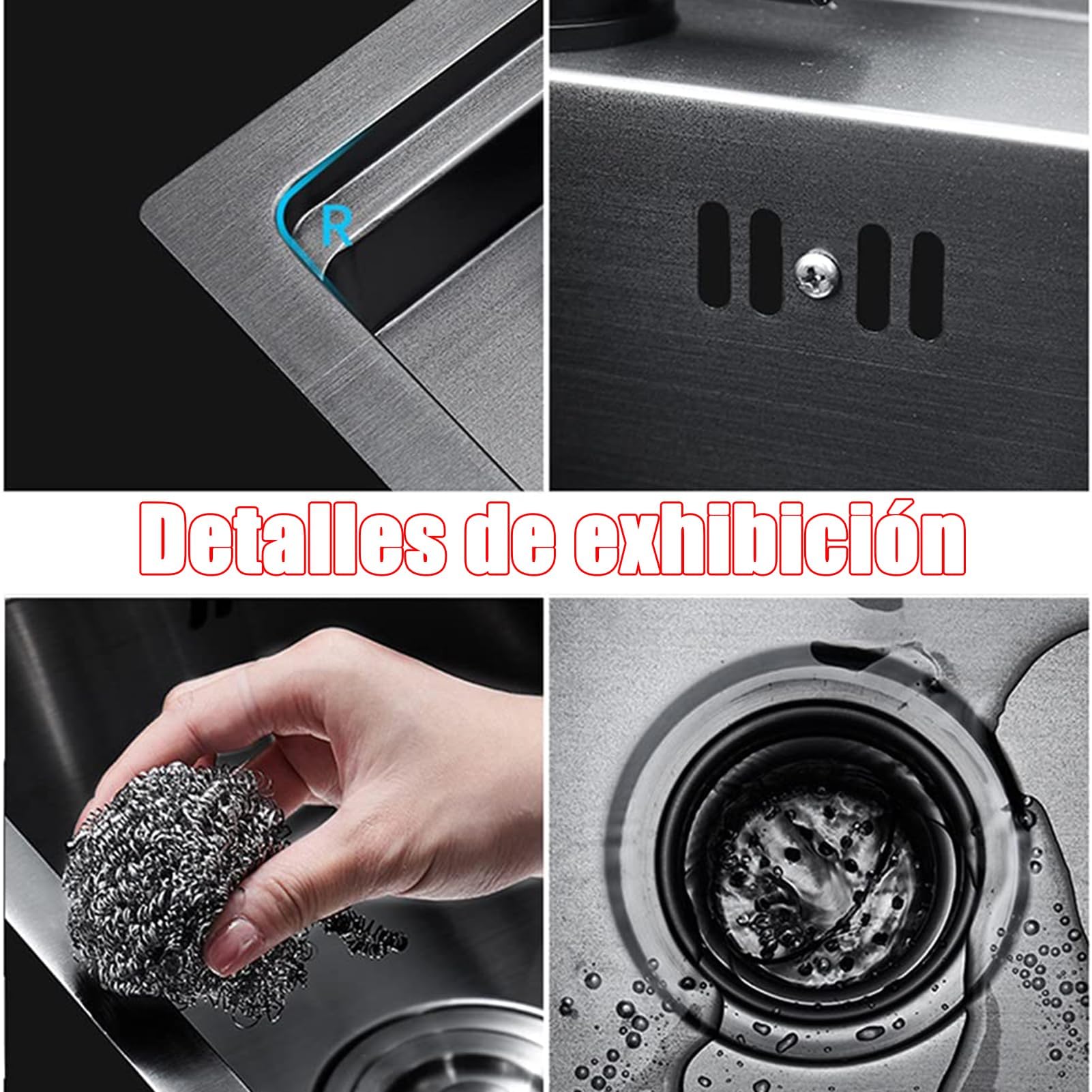 Fregadero de Cocina Oculto Plegable Multifuncional de Acero Inoxidable 304, 30 * 45cm, Ideal para Caravanas Pequeñas y Medianas