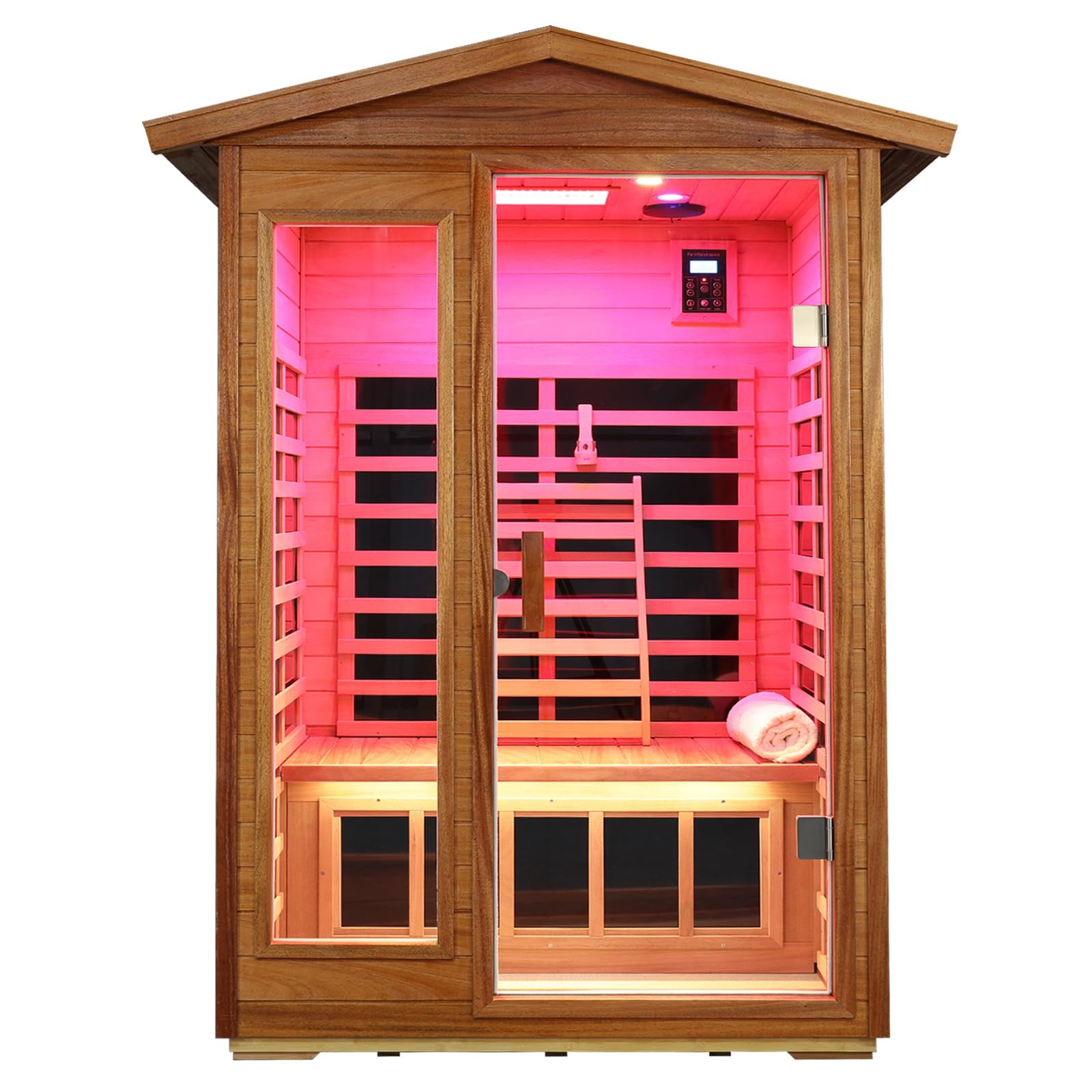 Outdoor Sauna 2-Person Infrared Sauna Mahogany Wood