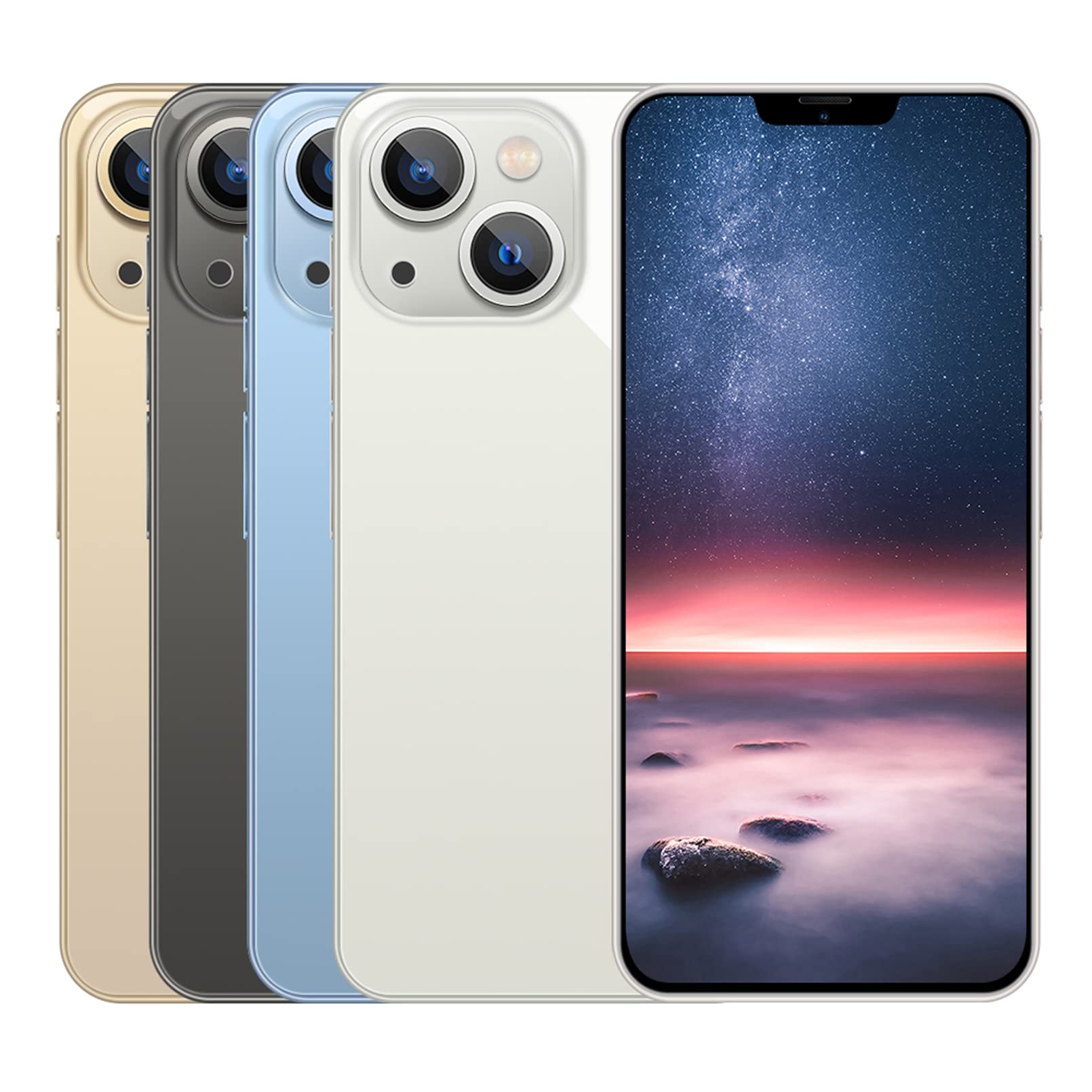 i13pro Smartphone, AI Two Camera 32 + 50 MP, 6.7"60HZ Display, 6800mAh, 4GB RAM + 64GB ROM expandable, Android 11 [Versión Global], Gold